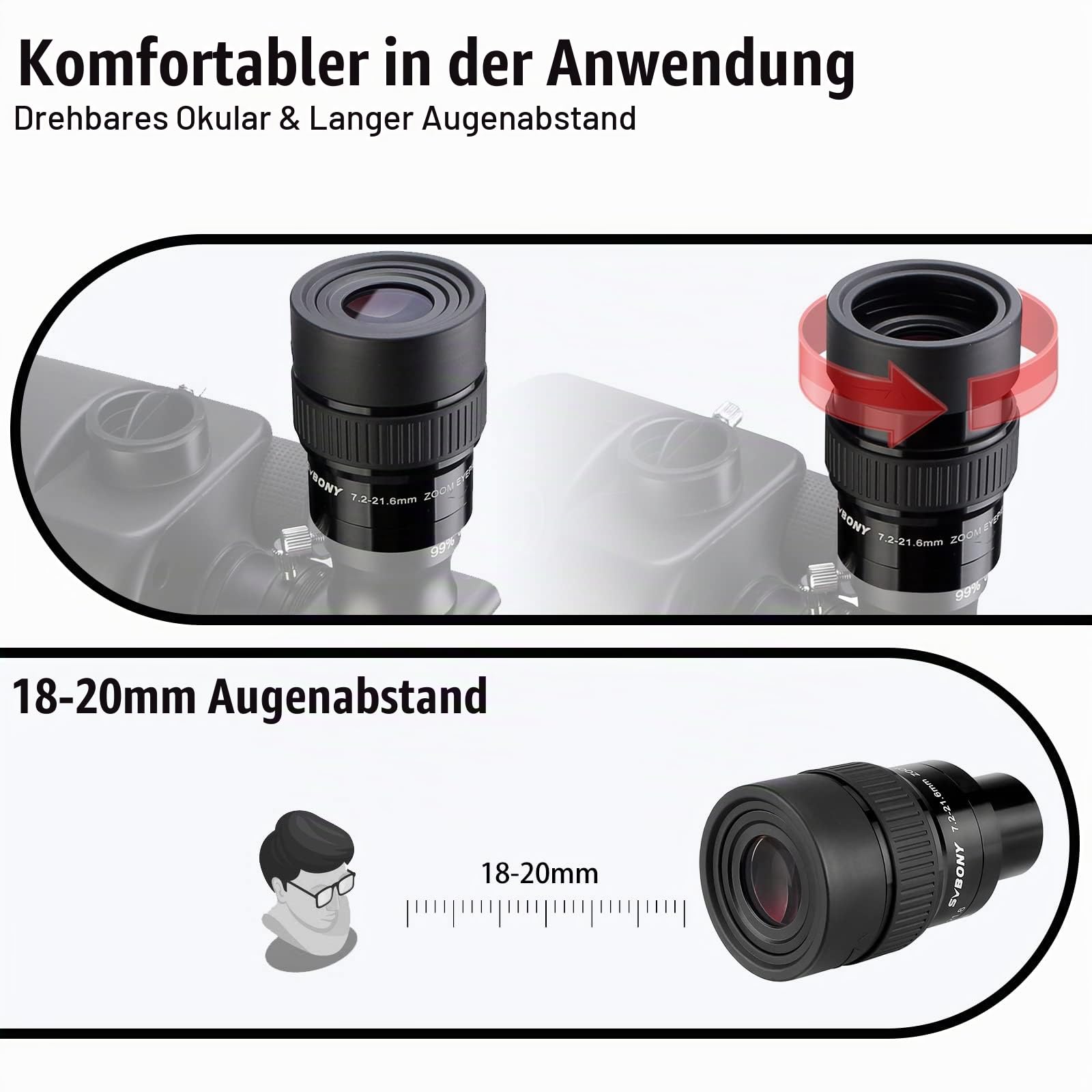 SVBONY SV191 Okular Zoom 7,2-21,6mm 1,25 Zoll