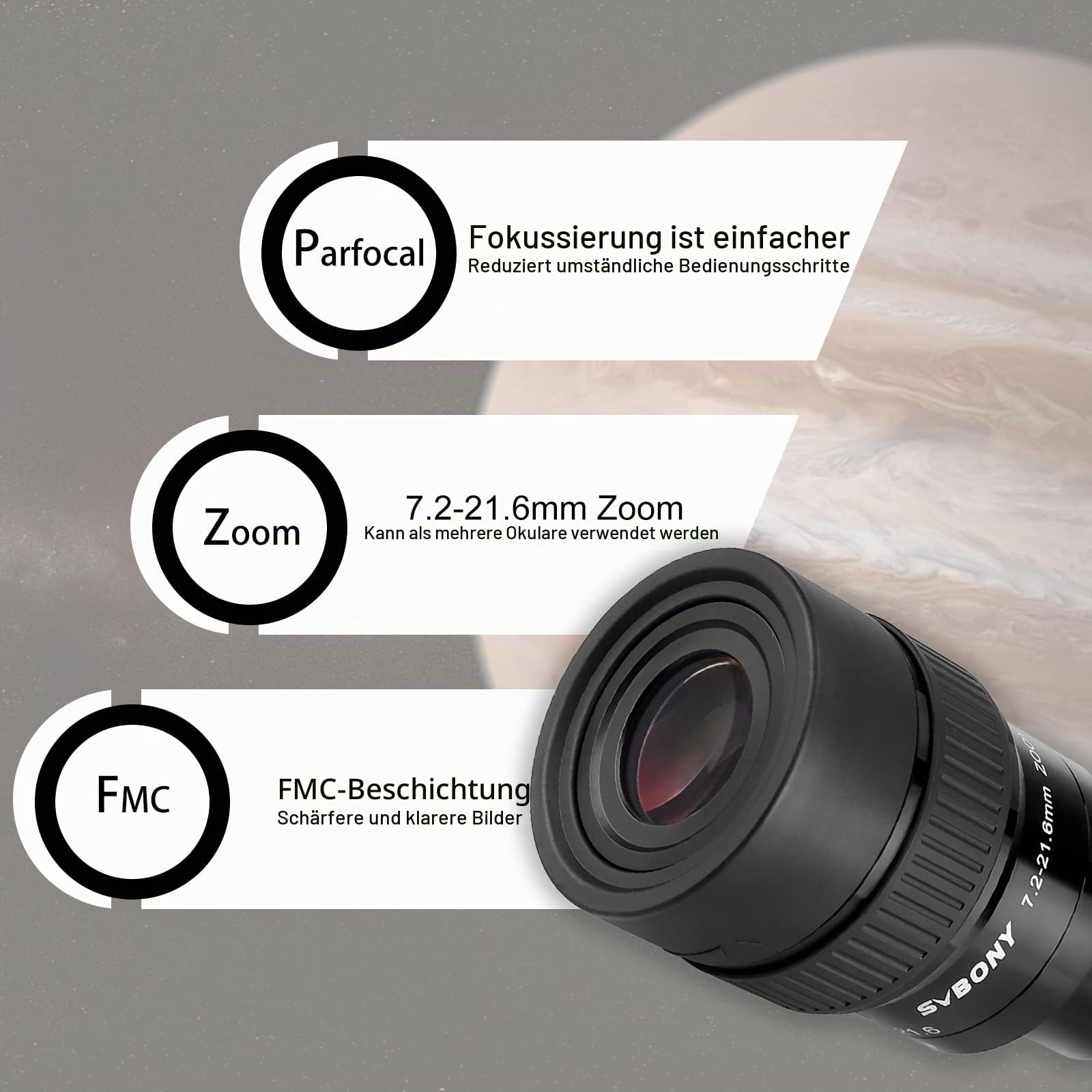 SVBONY SV191 Okular Zoom 7,2-21,6mm 1,25 Zoll
