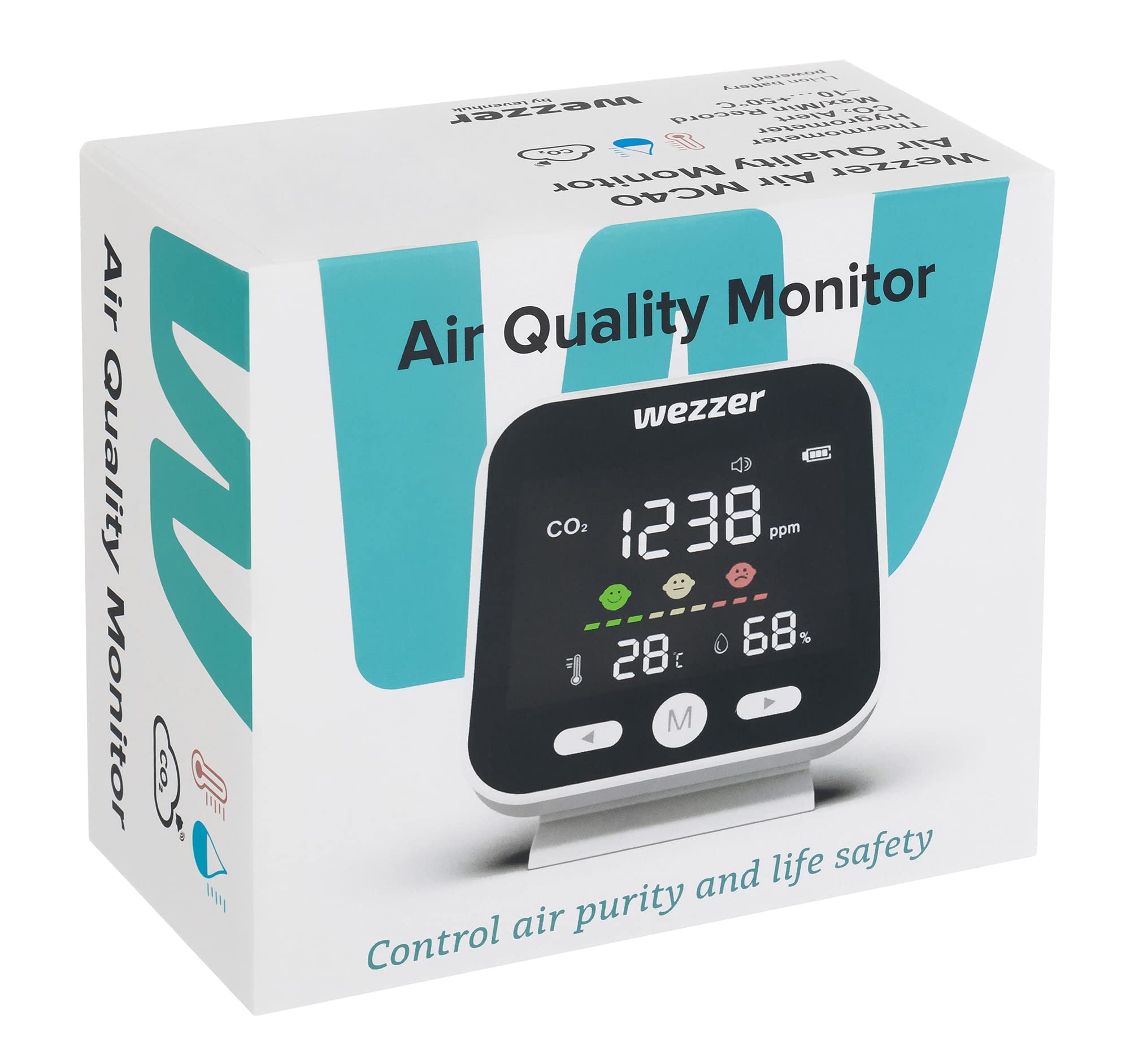 Levenhuk Wezzer Air MC40 CO2-Messgerät Farbdisplay Akku