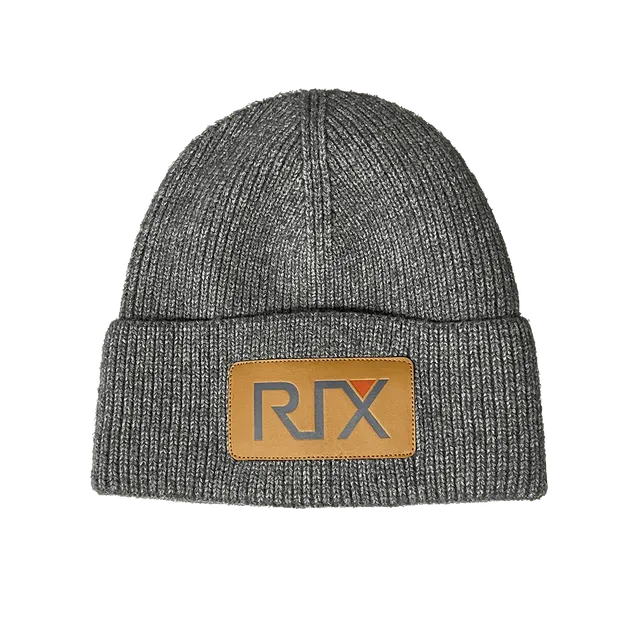 RIX Beanie Mütze schwarz Wintermütze mit Leder-Logo
