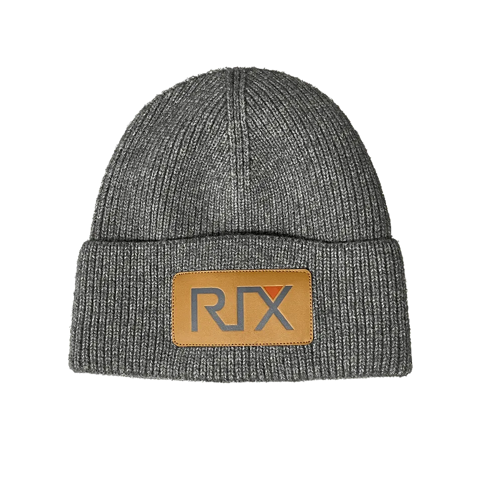 RIX Beanie Mütze schwarz Wintermütze mit Leder-Logo