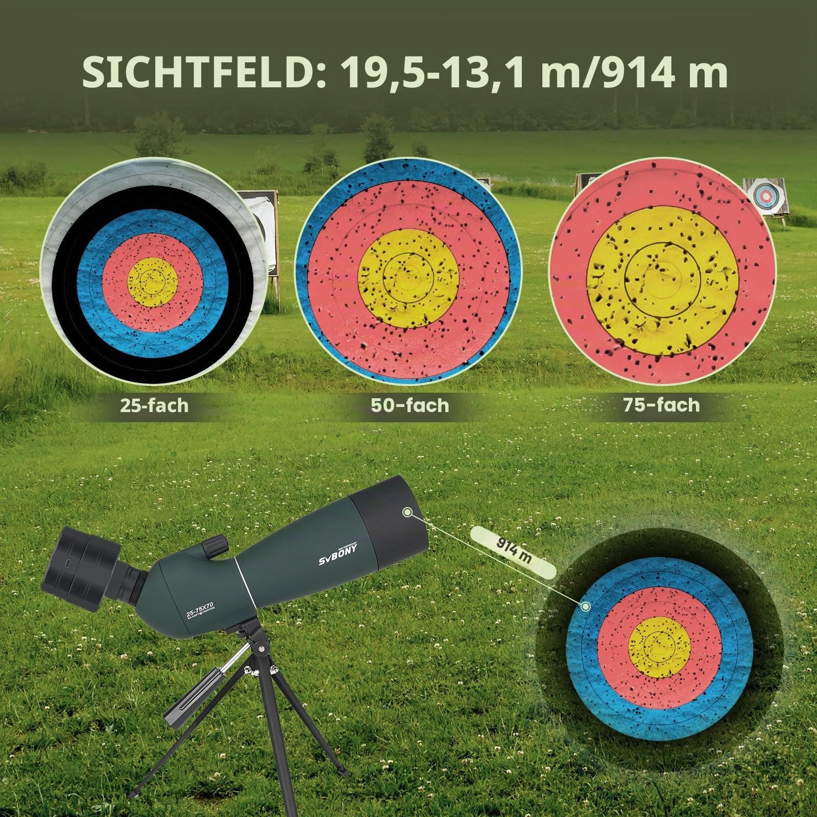 Svbony SV28 Plus 25-75x70 Spektiv mit WiFi-Kamera 1080P