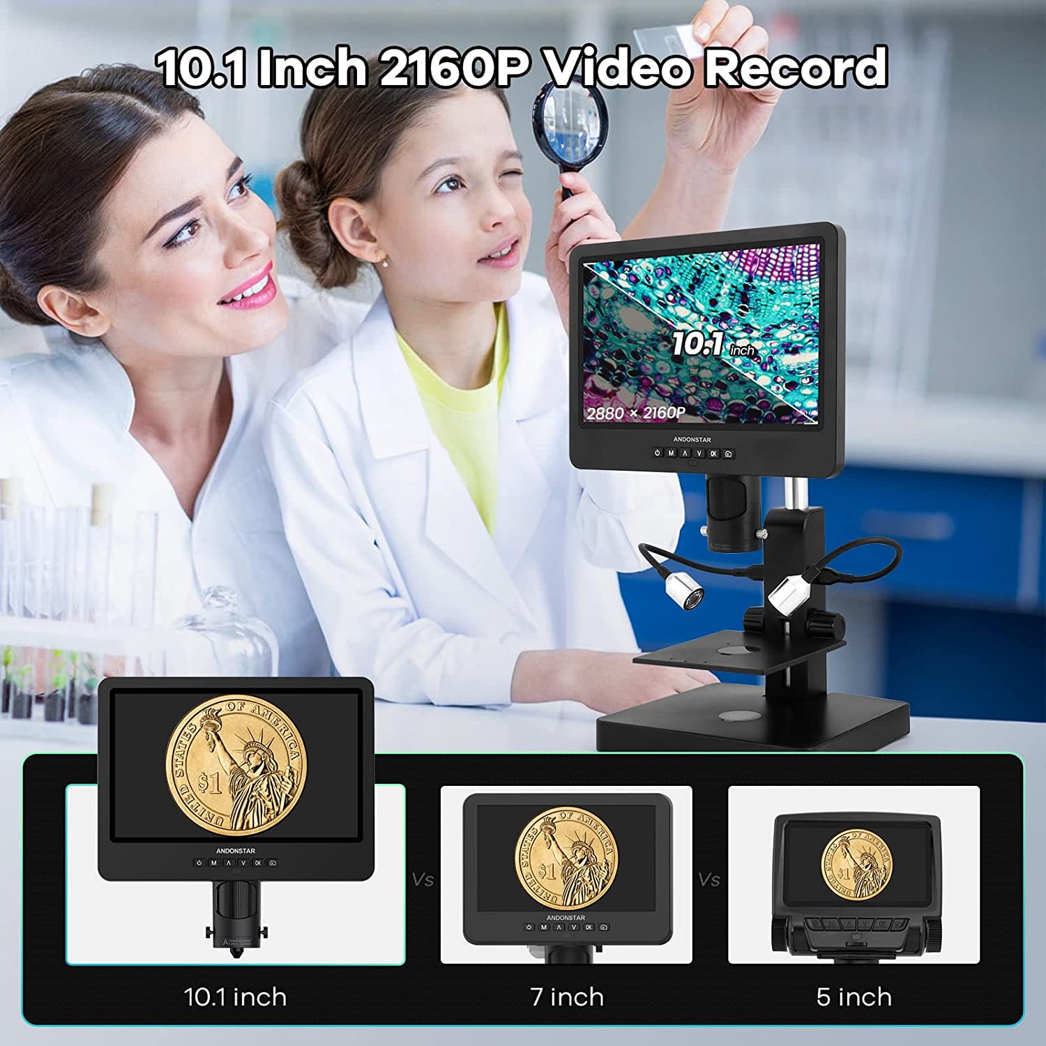 Andonstar AD246S-P Digitalmikroskop 7 Zoll HDMI 3 Objektive
