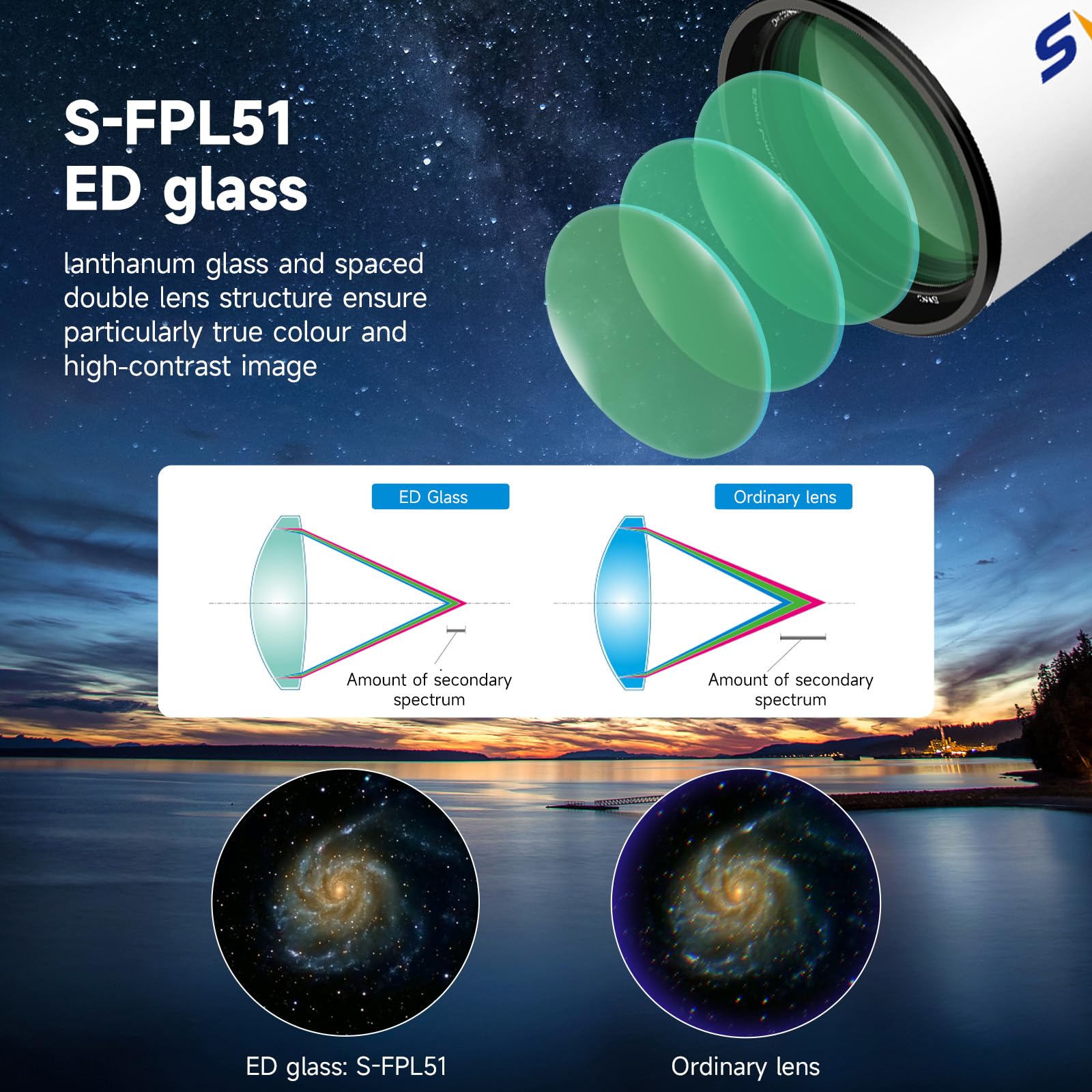 SVBONY SV503 Teleskop 102F7 ED Refraktor OTA 102mm