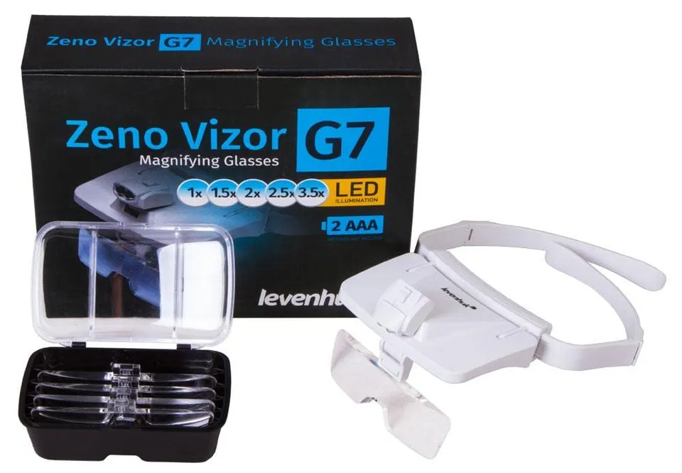 Levenhuk Zeno Vizor G7 Lupenbrille LED 1x-3,5x 5 Linsen