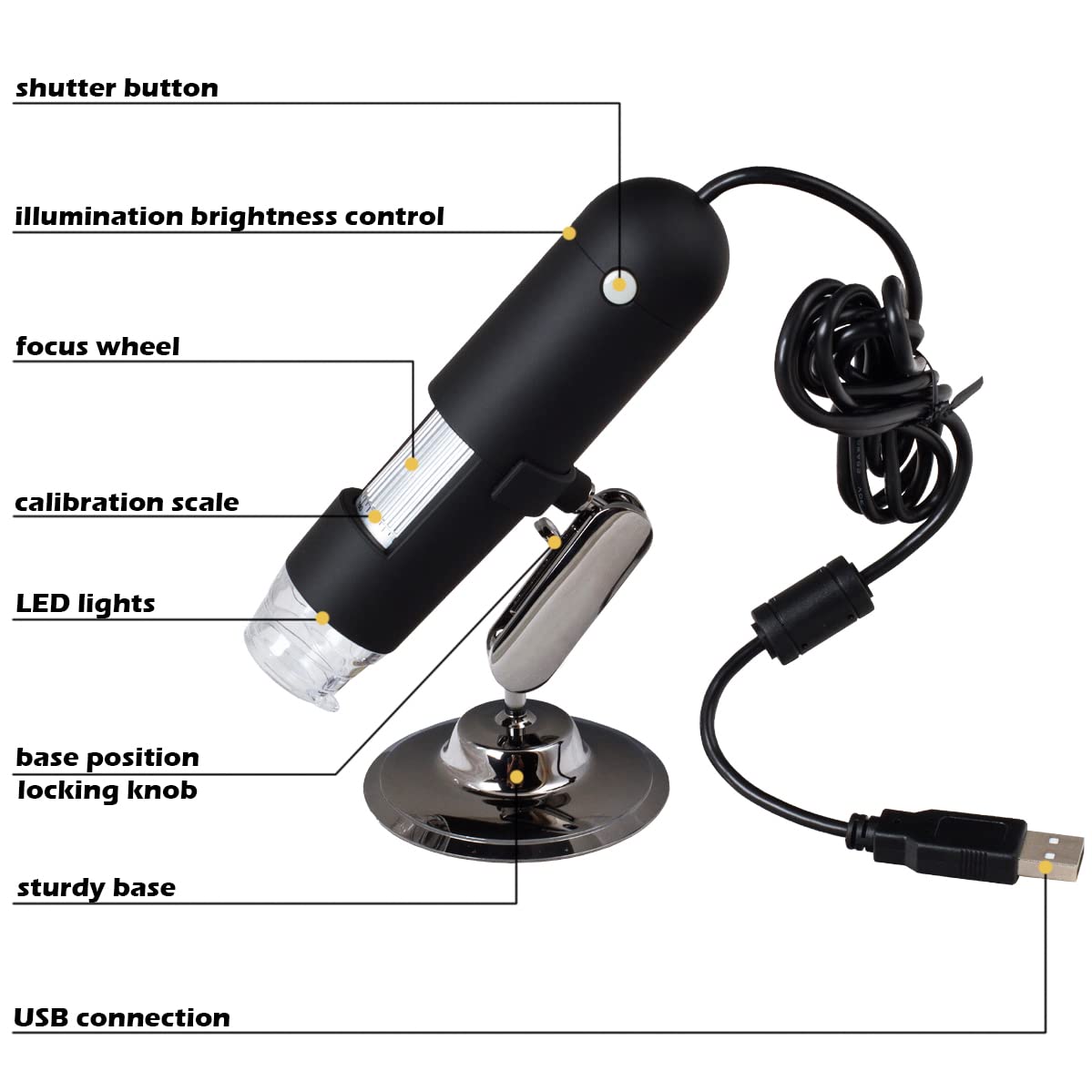 Levenhuk DTX 50 20-400x USB-Mikroskop mit Stativ