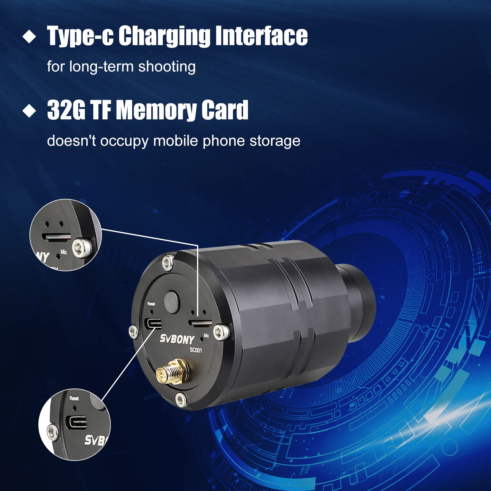 SVBONY SC001 WiFi Spektiv Kamera 2MP 1080P 1,25 Zoll