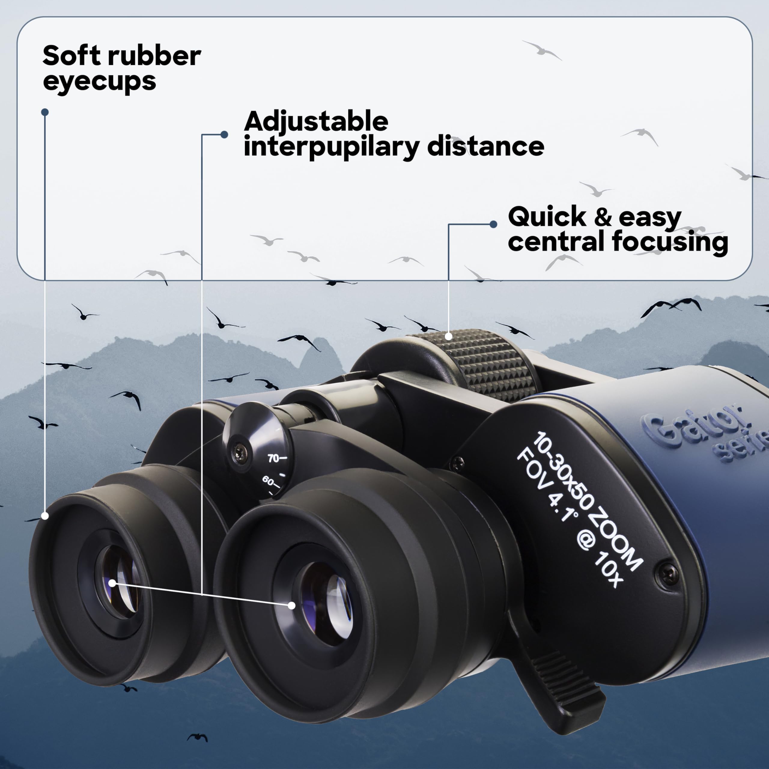 Discovery Gator 10-30x50 Zoom-Fernglas Porro BK-7