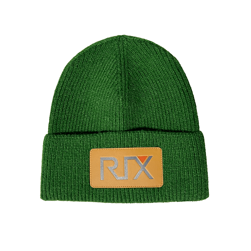 RIX Beanie Mütze schwarz Wintermütze mit Leder-Logo