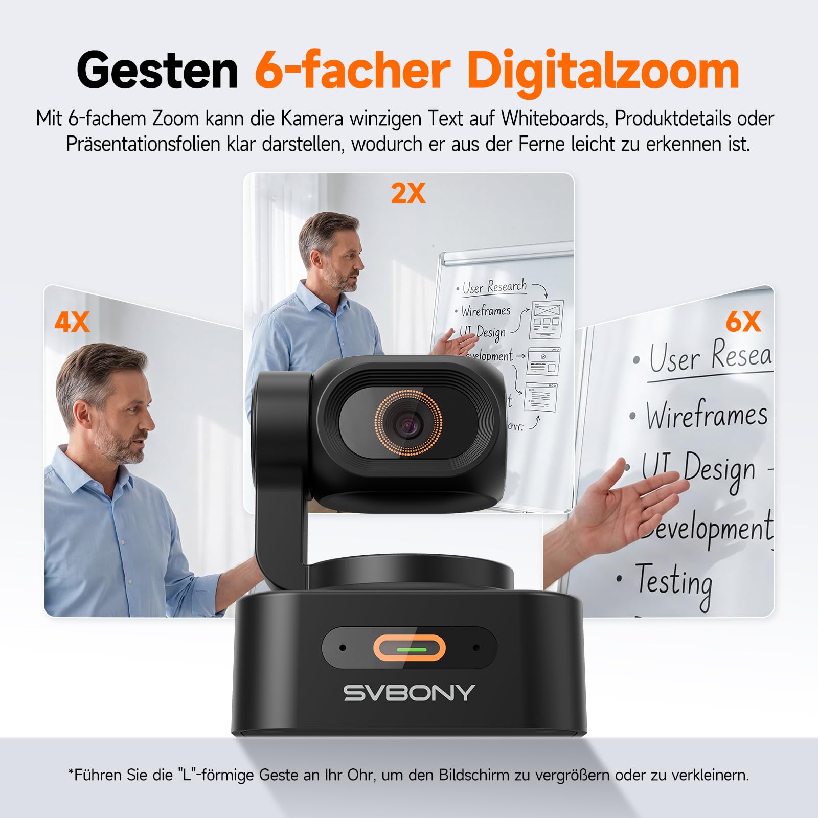 SVBONY W2 4K PTZ Webcam mit Standfuß 6-fach Zoom