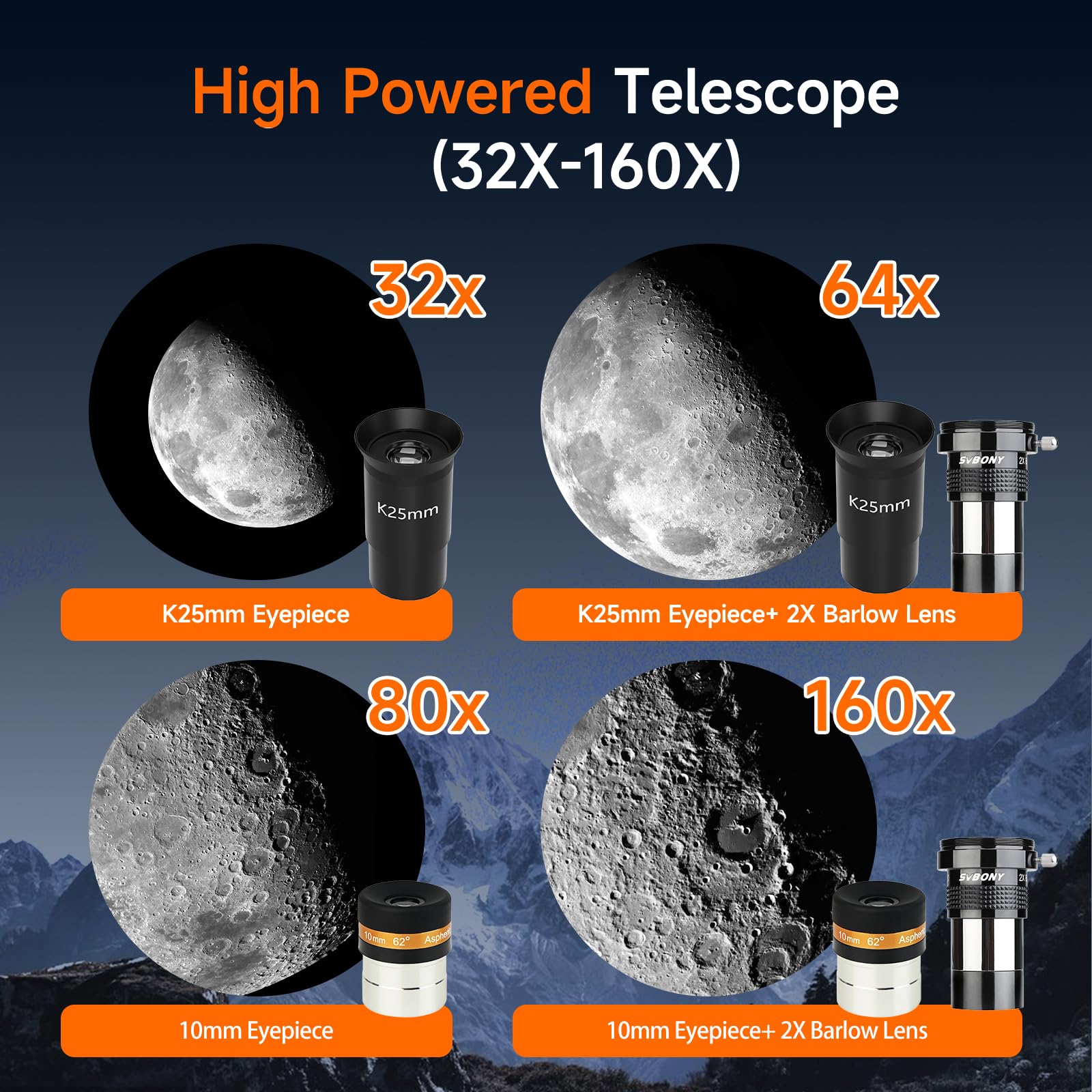 Svbony SV520 Teleskop 90mm 800mm AZ Einsteiger-Set