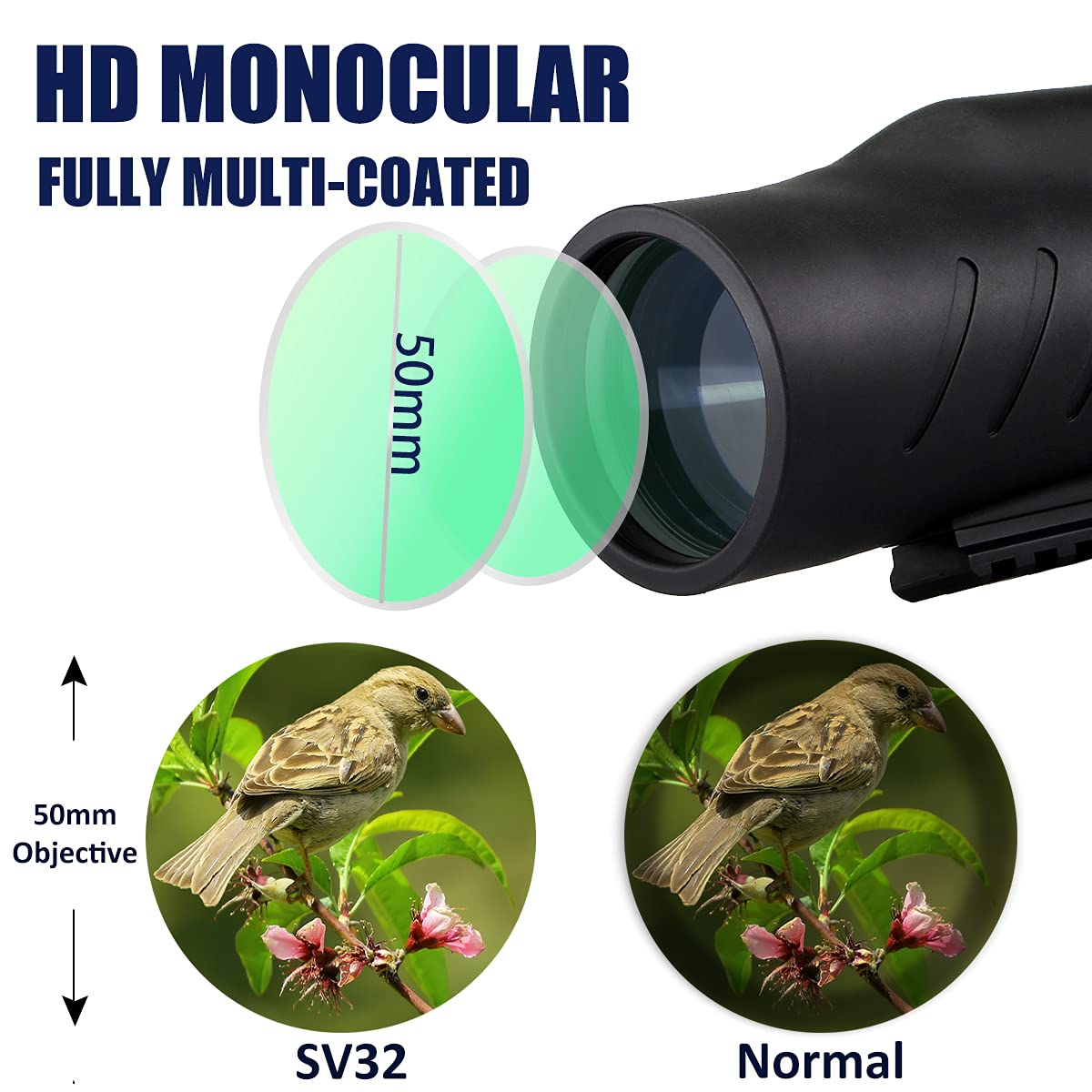 SVBONY SV32 Monokular 12x50 wasserdicht mit Stativanschluss