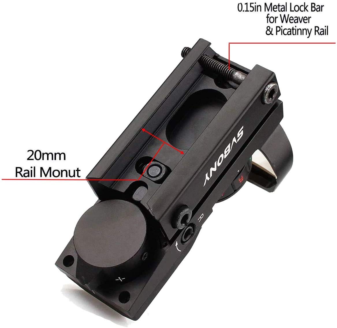 SVBONY Red Dot Visier 20/22mm Reflexvisier Metall 4 Absehen