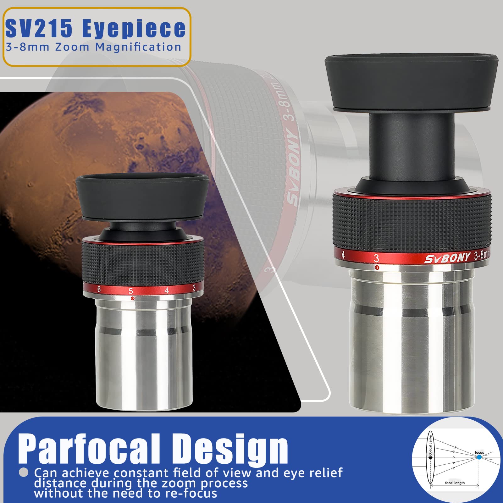 SVBONY SV215 Zoom Okular 3-8mm 1,25" 56° Parfokal