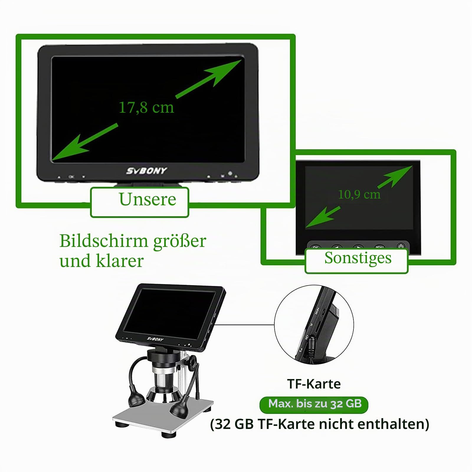 SVBONY SV604 LCD Mikroskop 7 Zoll 1-1200x 12MP LED