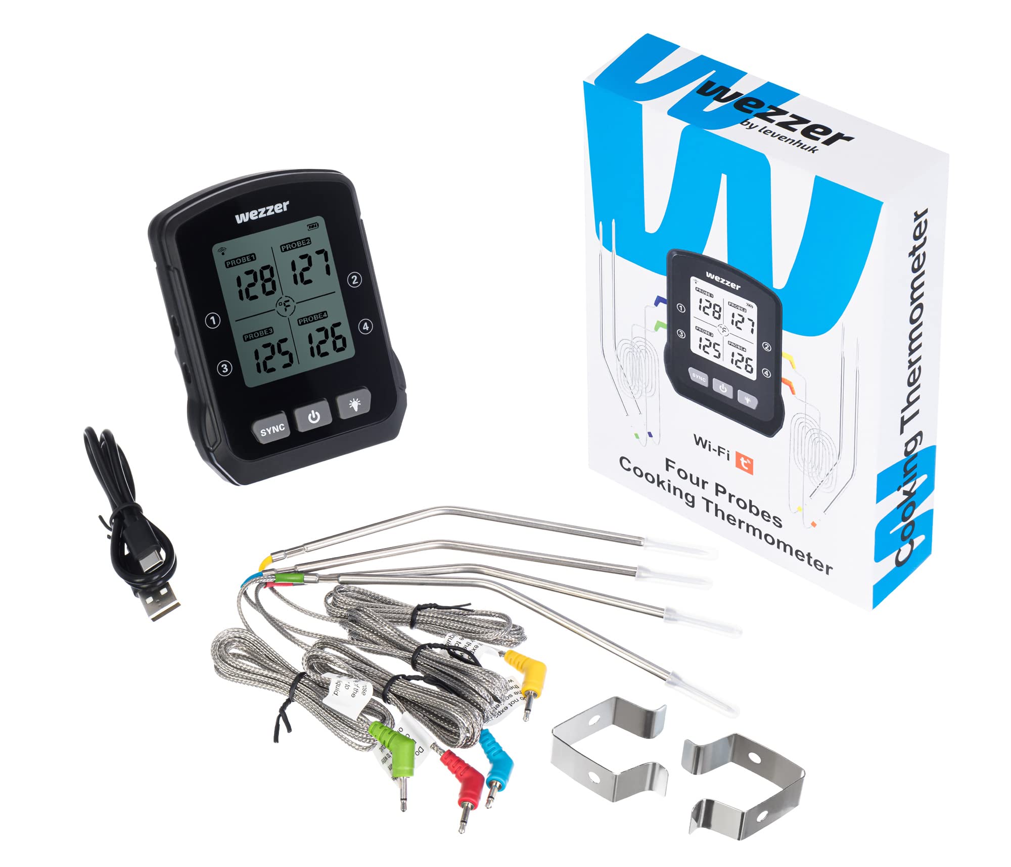 Levenhuk Wezzer Cook MT90 Grillthermometer App 4 Fühler