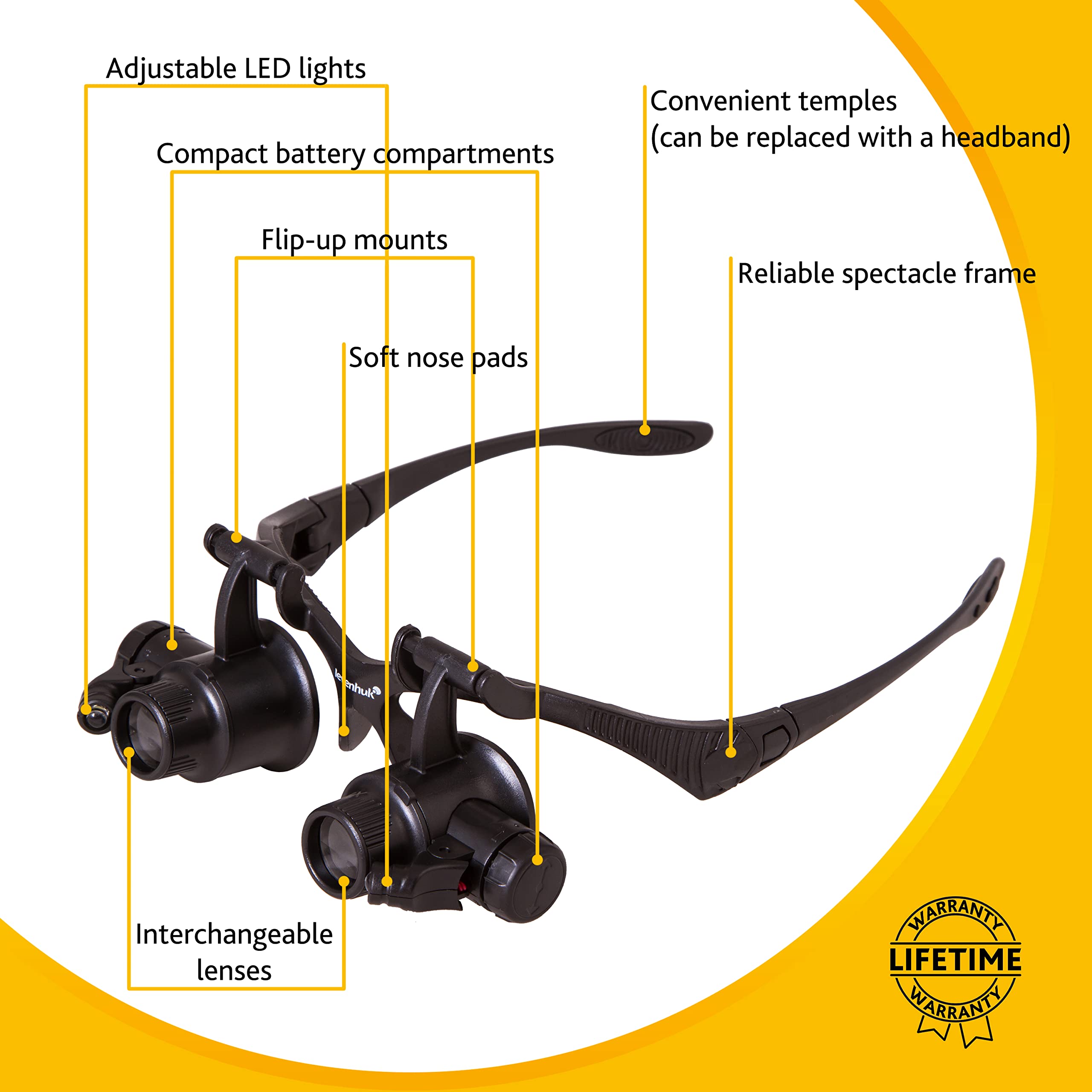 Levenhuk Zeno Vizor G4 Lupenbrille LED 10-25x