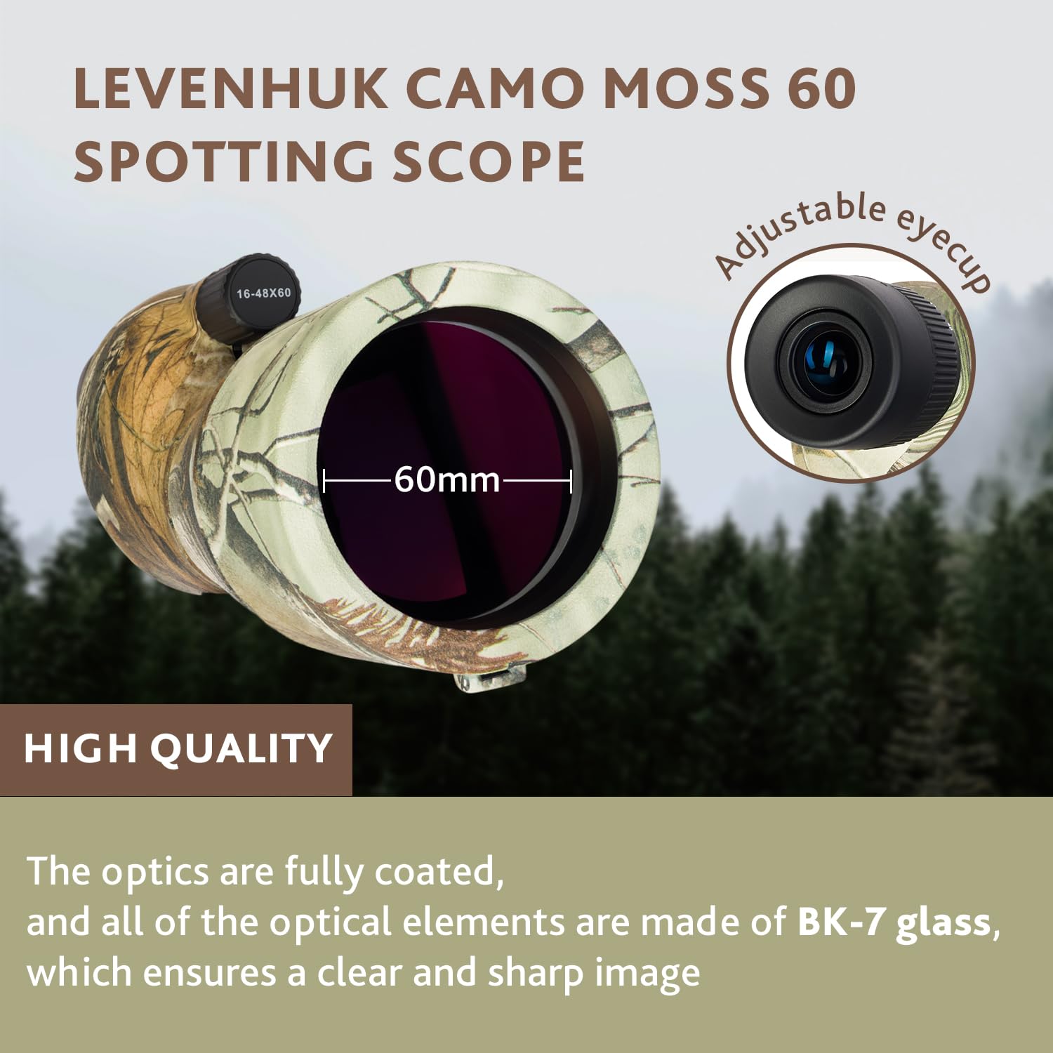 Levenhuk Camo Moss 60 Spektiv 16-48x Tarnung Moss mit Stativ