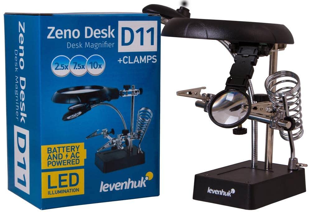 Levenhuk Zeno Desk D11 Tischlupe LED 2,5-10x dritte Hand