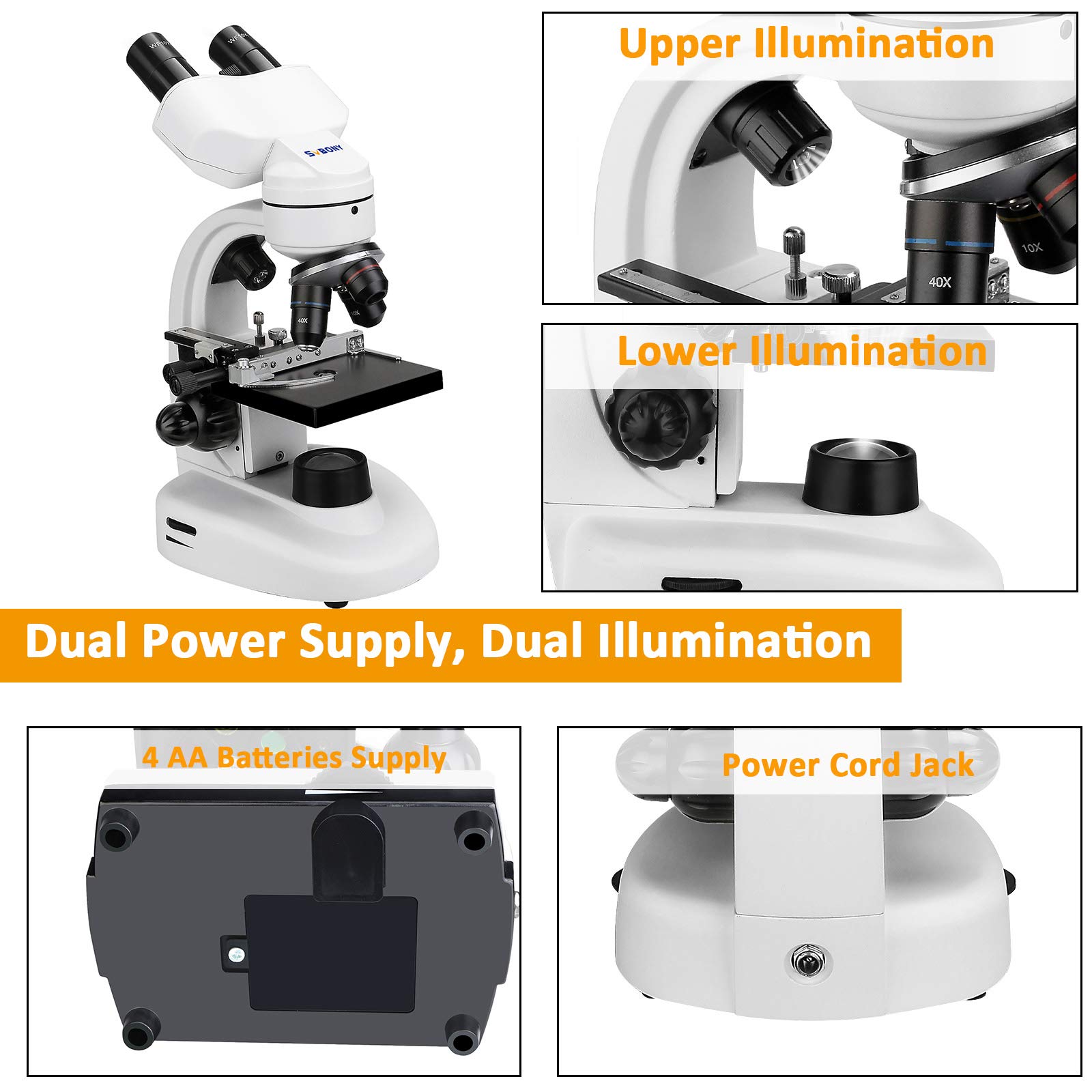 SVBONY SV605 Mikroskop 80x-1600x binokular LED Set