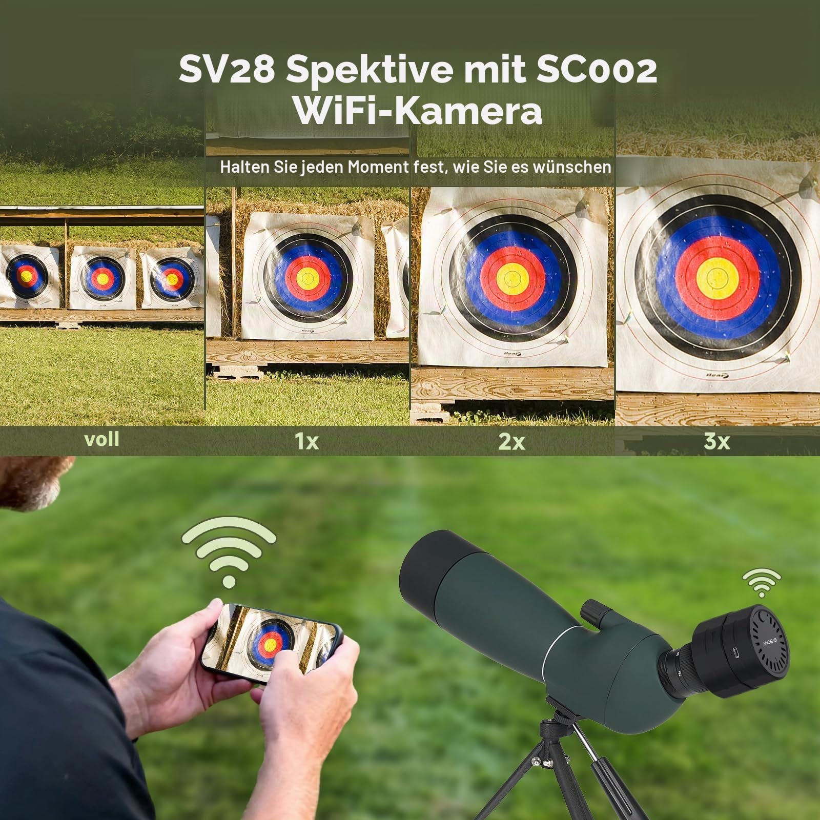 Svbony SV28 Plus 25-75x70 Spektiv mit WiFi-Kamera 1080P