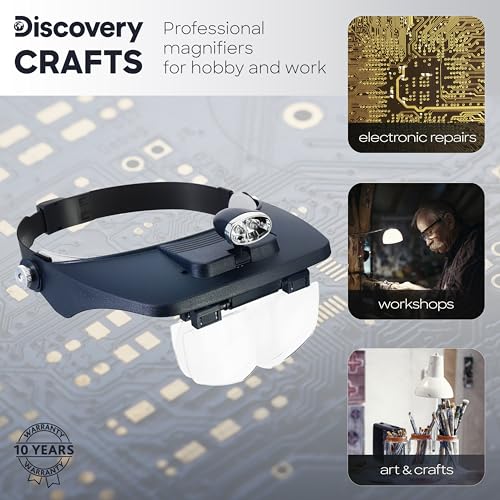 Discovery Crafts DHD 30 Kopflupe LED 1,2 bis 3,5-fach Handarbeit