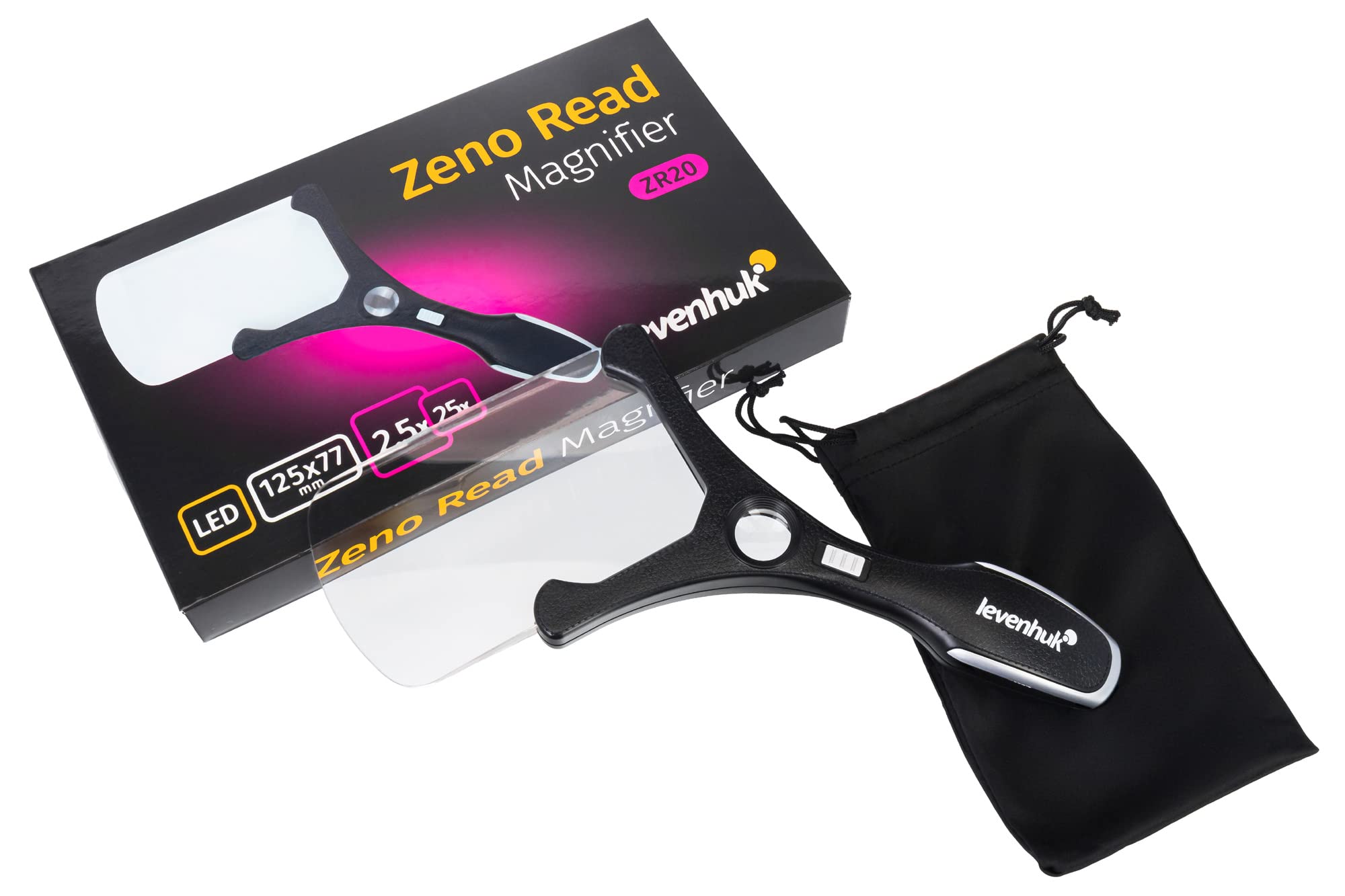 Levenhuk Zeno Read ZR20 LED Leselupe 2,5x/25x Rechtecklinse