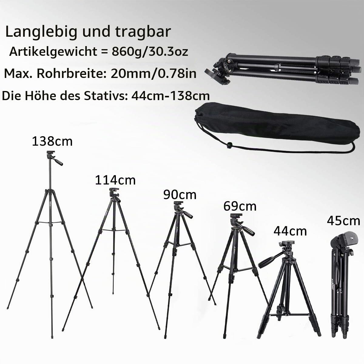 SVBONY SV101 Stativ 138cm Aluminium Kamerastativ