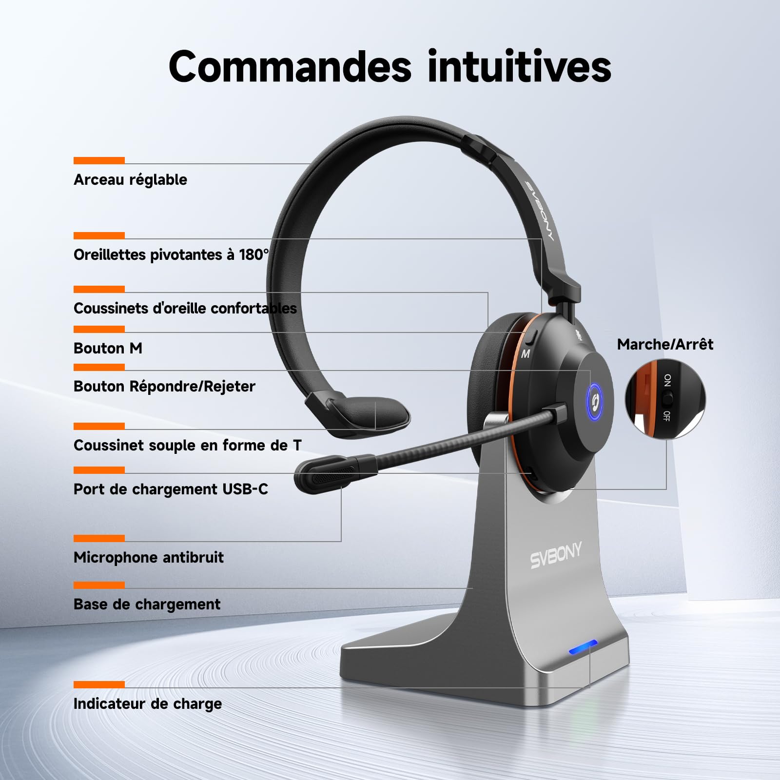 SVBONY SVN H1 Headset Bluetooth Mikrofon 1P 47 Std.