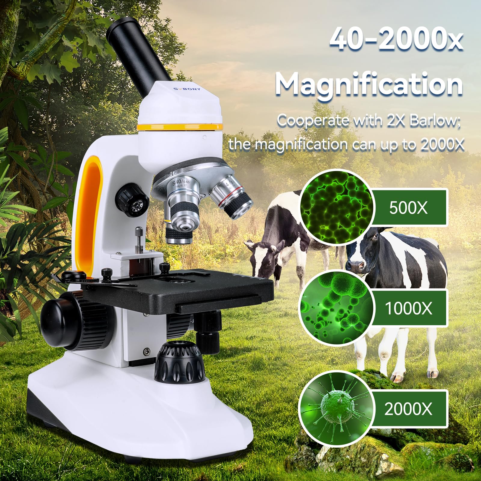 SVBONY SM202 Mikroskop 80-2000x monokular LED Kreuztisch