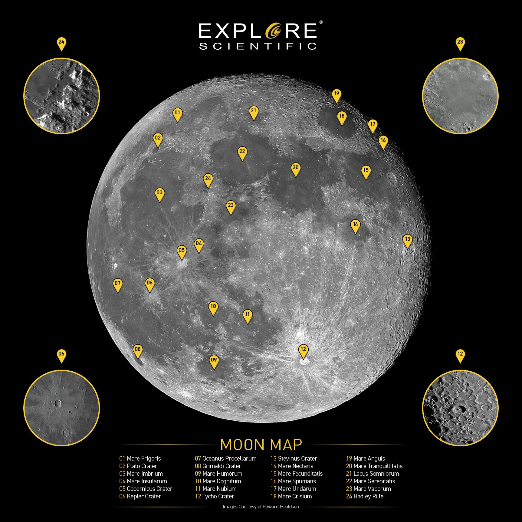Explore Scientific Mondkrater Karte Mondkarte beidseitig
