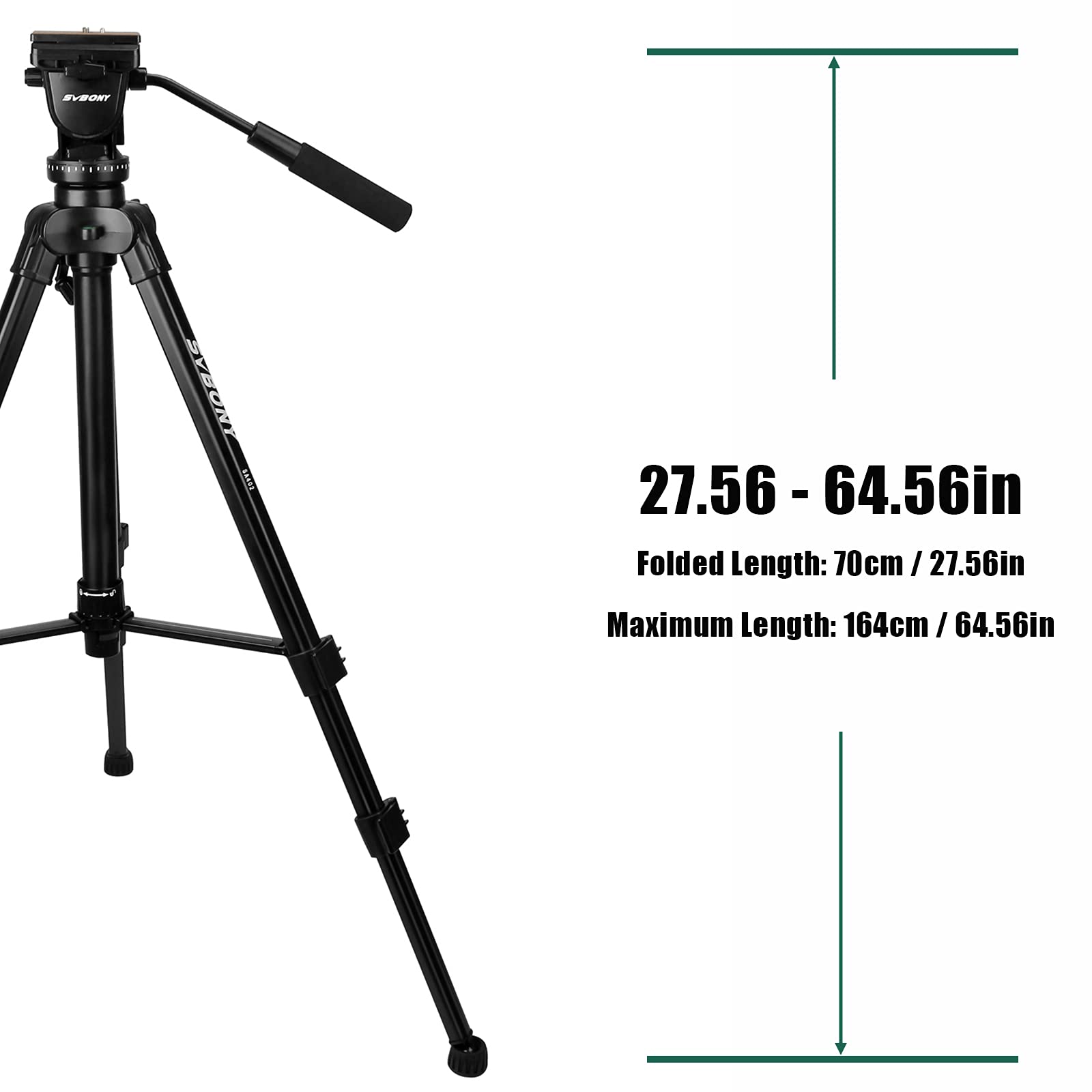 SVBONY SA402 Kamerastativ Fluid Head Alu 164cm