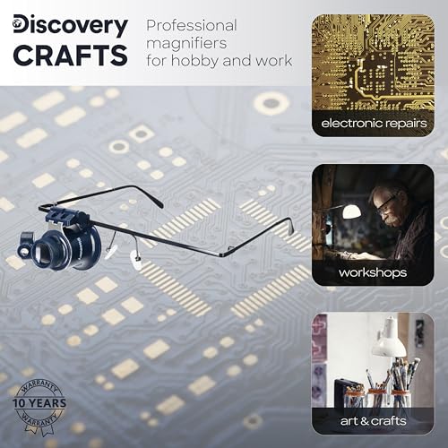 Discovery Crafts DGL 20 Lupenbrille LED Vergrößerungsglas 20-fach
