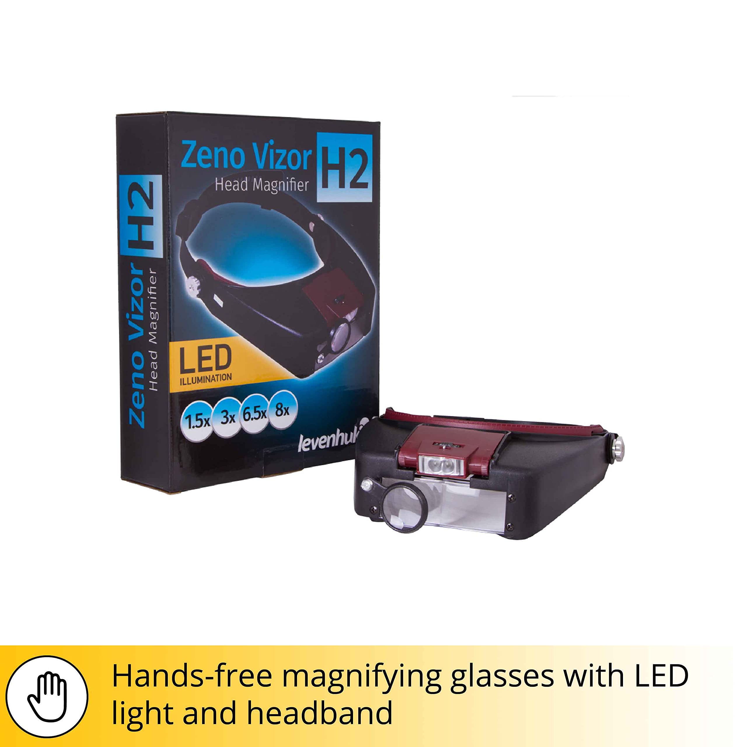 Levenhuk Zeno Vizor H2 Lupenbrille LED 1,5-8x