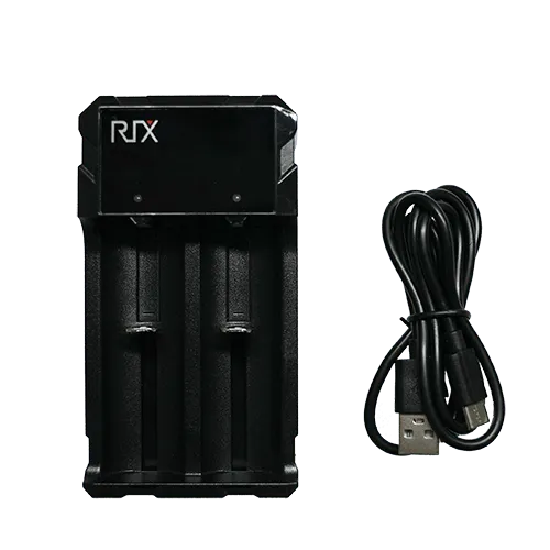 RIX Akkuladegerät für 18650 + CR123 mit USB-Kabel