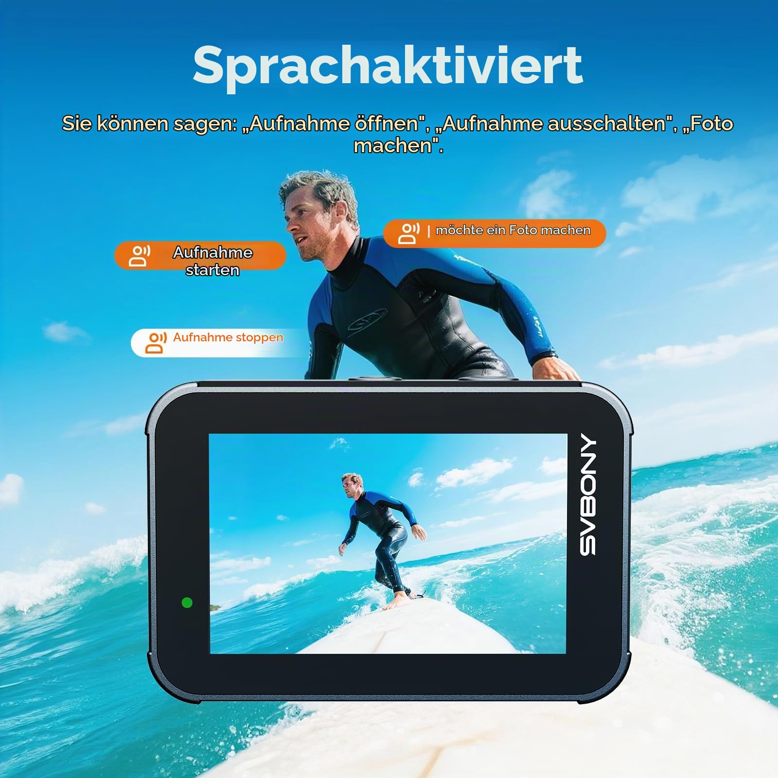 Svbony ACT20 4K 60FPS Actioncam Dual-Display 12m