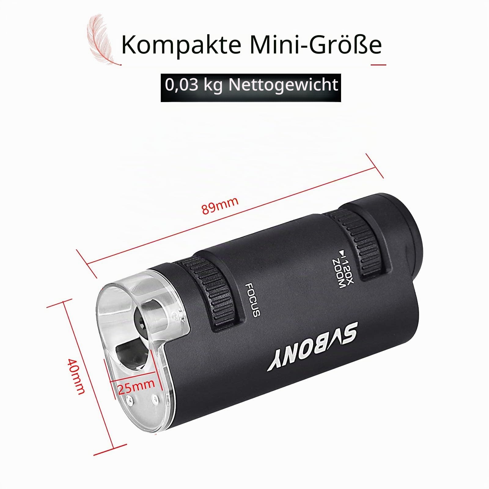 SVBONY SV603 Taschenmikroskop Mini für unterwegs