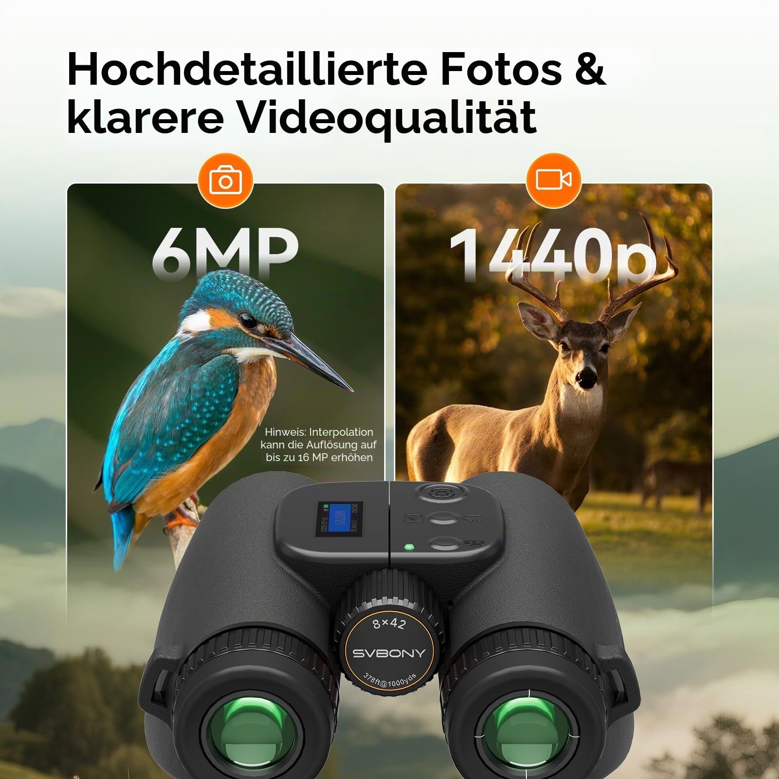 SVBONY SA208 8x42 ED Fernglas mit Kamera 8MP