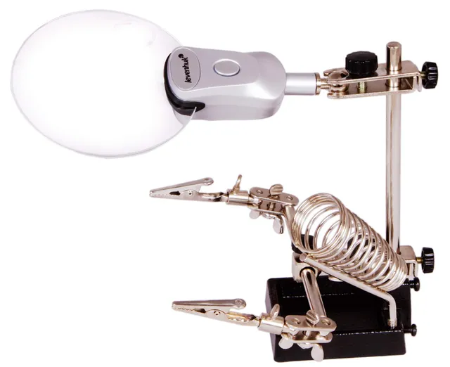 Levenhuk Zeno Refit ZF19 Lötlupe LED Dritte Hand 2x/6x