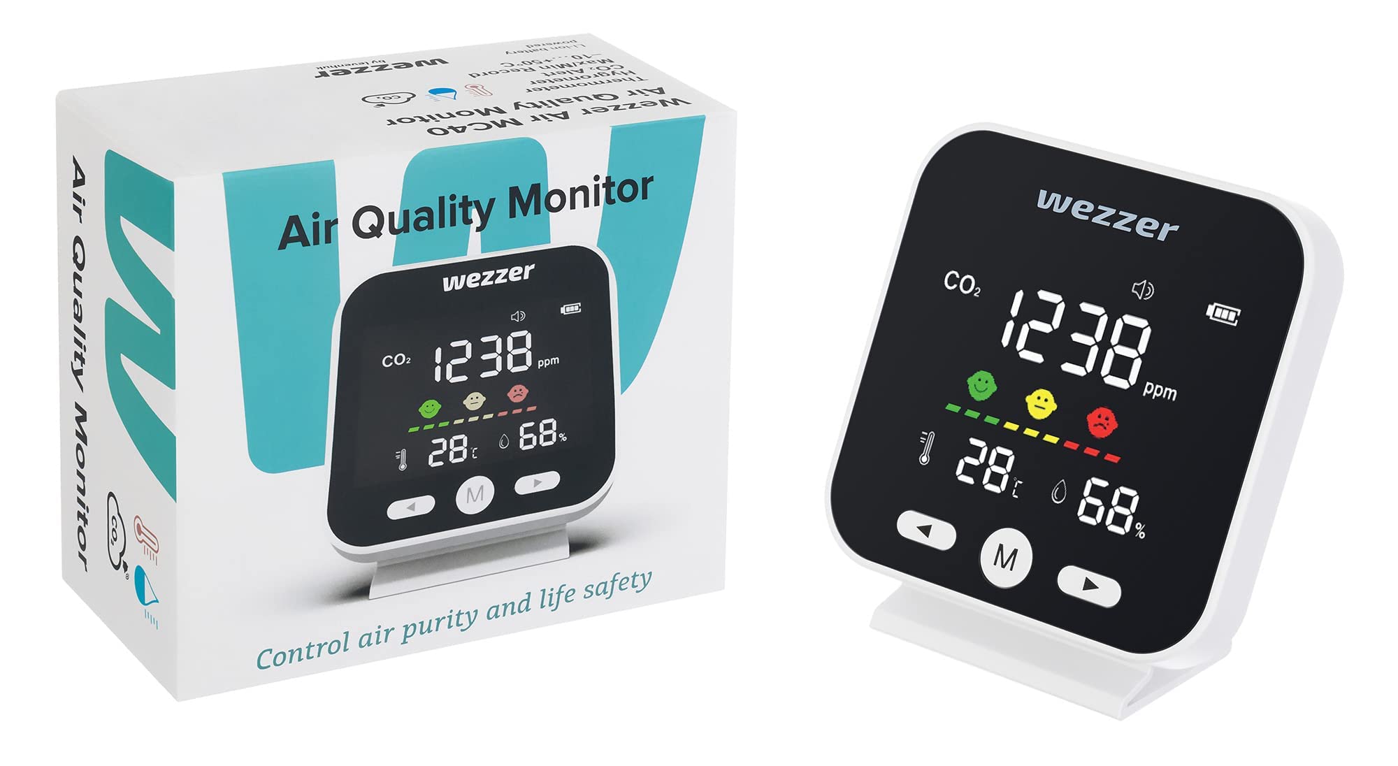 Levenhuk Wezzer Air MC40 CO2-Messgerät Farbdisplay Akku
