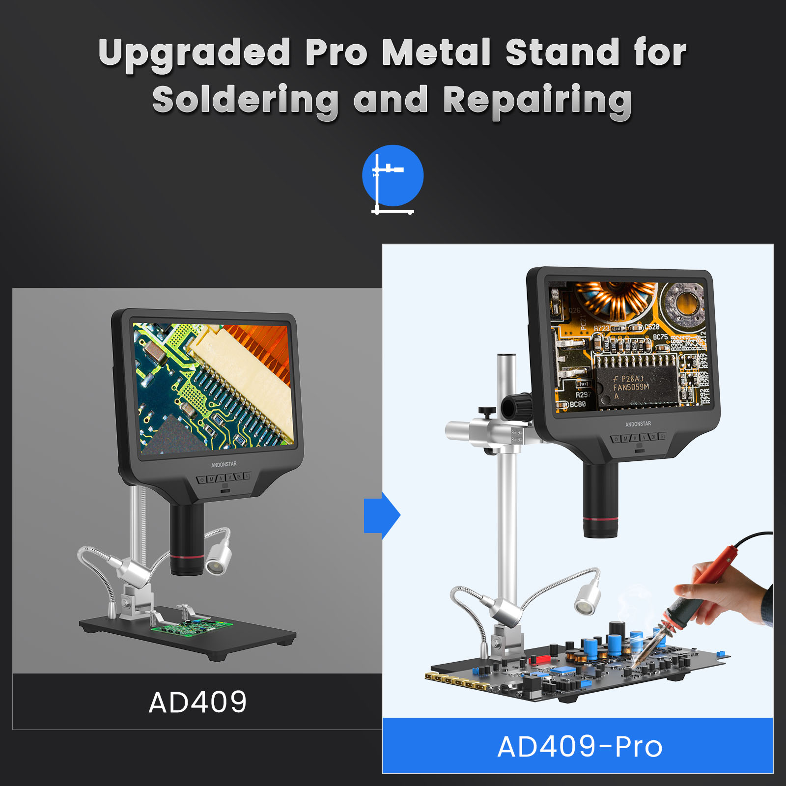 Andonstar AD409 Pro Digitalmikroskop 10,1 Zoll HDMI LCD