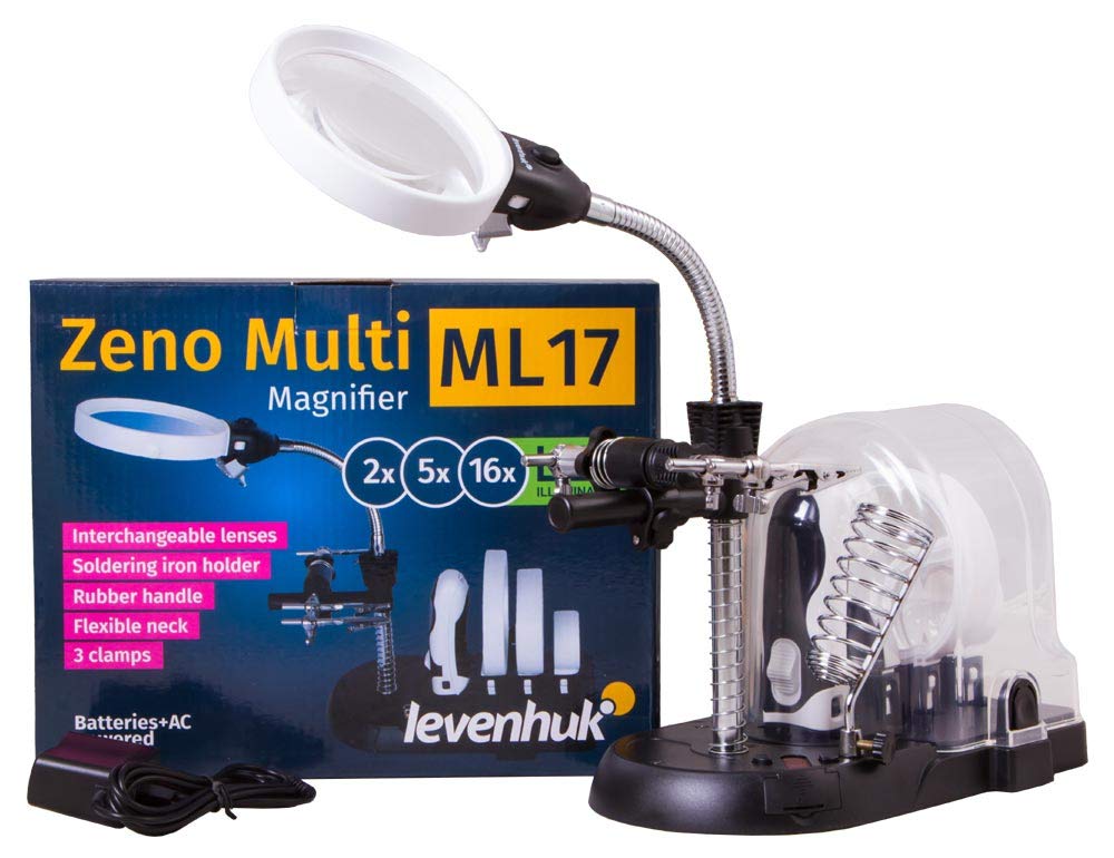 Levenhuk Zeno Multi ML7 Lupe 3x/16x LED Hand-/Tischlupe