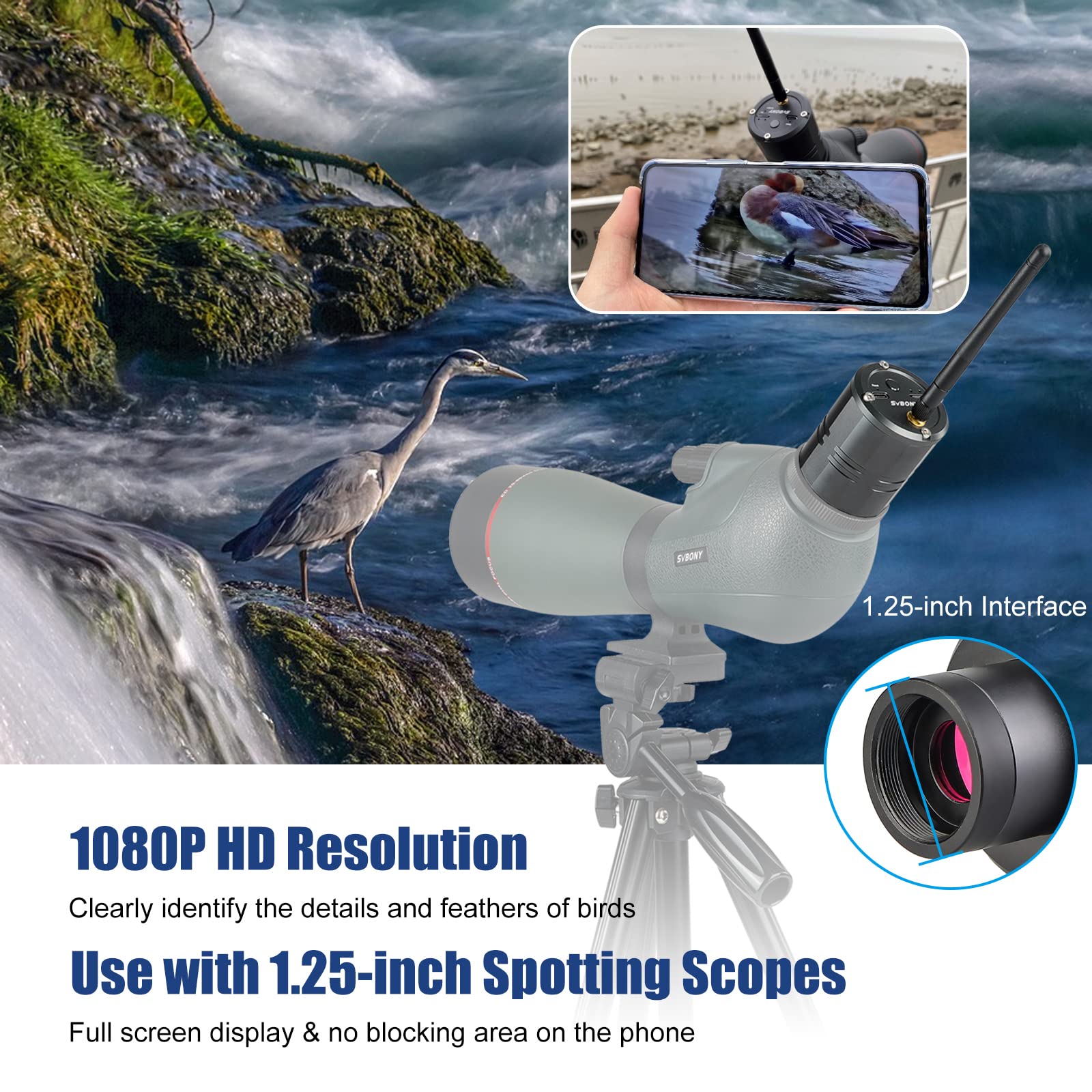 SVBONY SC001 WiFi Spektiv Kamera 2MP 1080P 1,25 Zoll