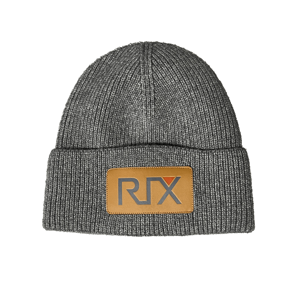 RIX Beanie Mütze schwarz Wintermütze mit Leder-Logo