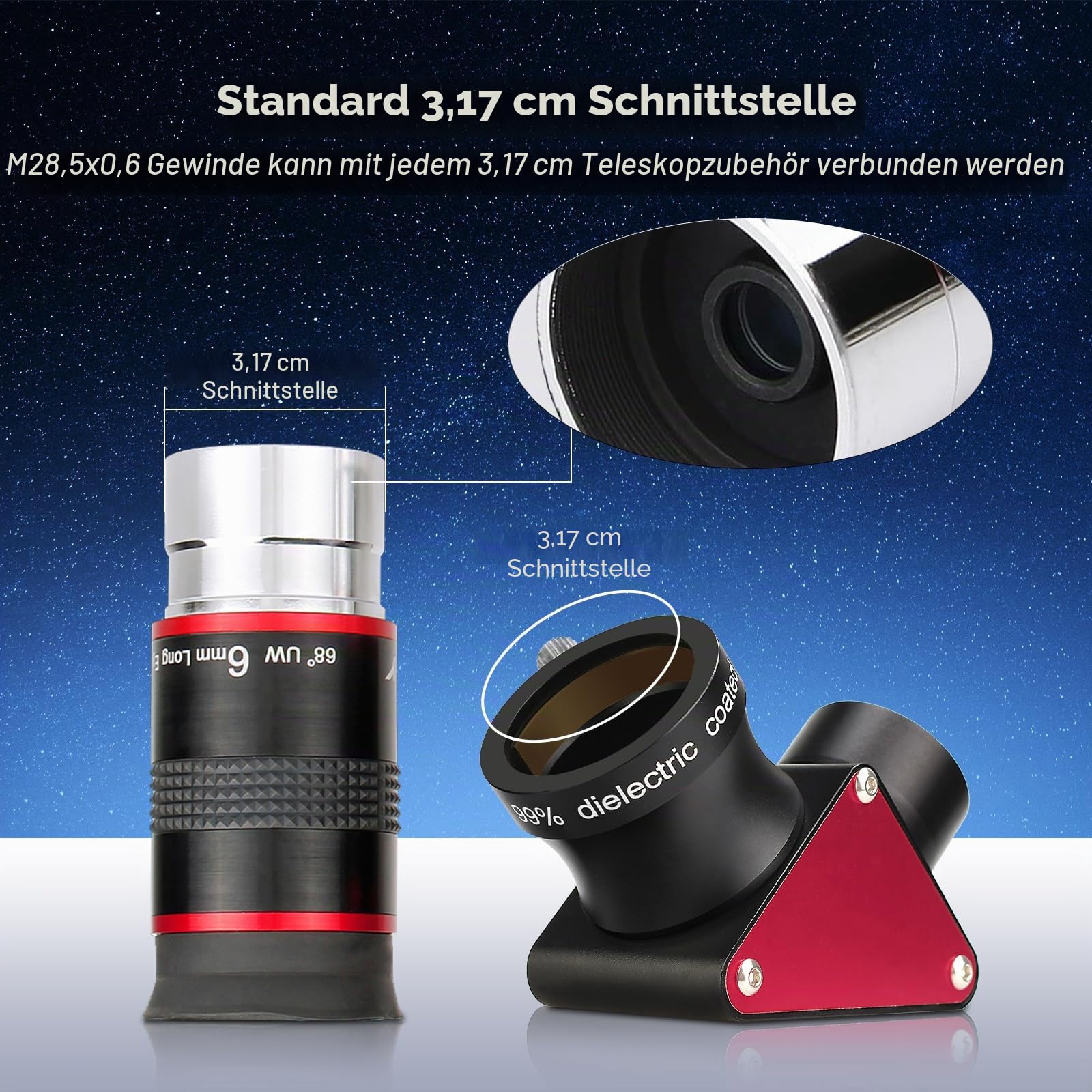 SVBONY SV188P 6 mm Okular Set 68° Weitwinkel 1,25 Zoll