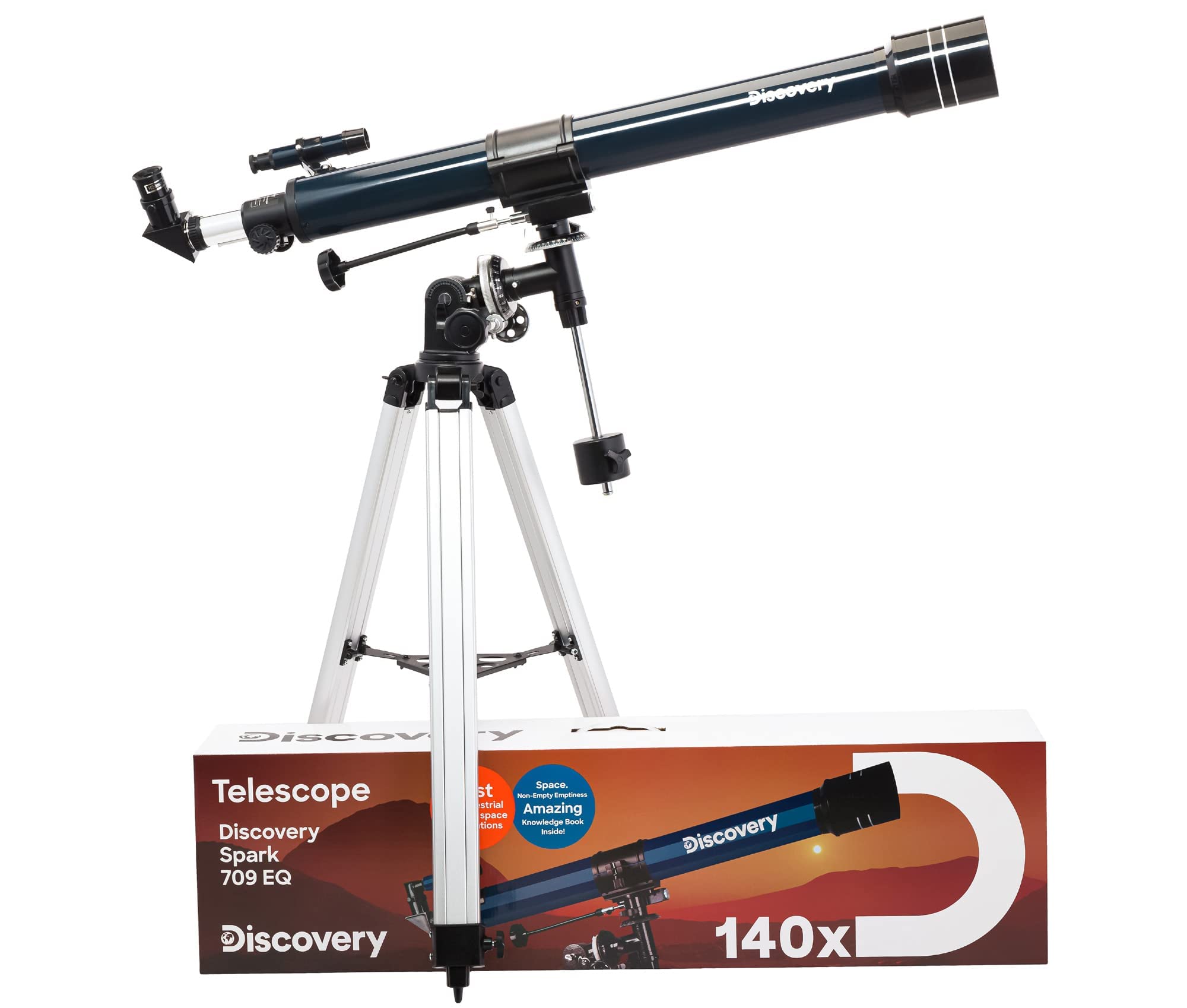 Discovery Spark 709 EQ Teleskop mit Buch Englisch Achromat