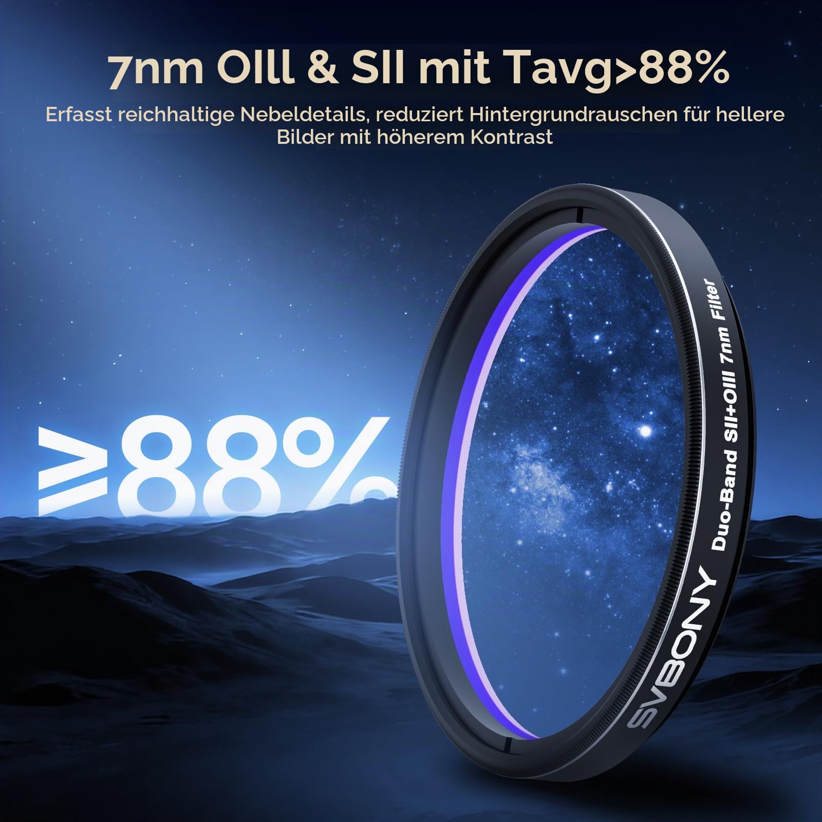 SVBONY SV220 Teleskopfilter 2" SII-OIII 7 nm Dualband