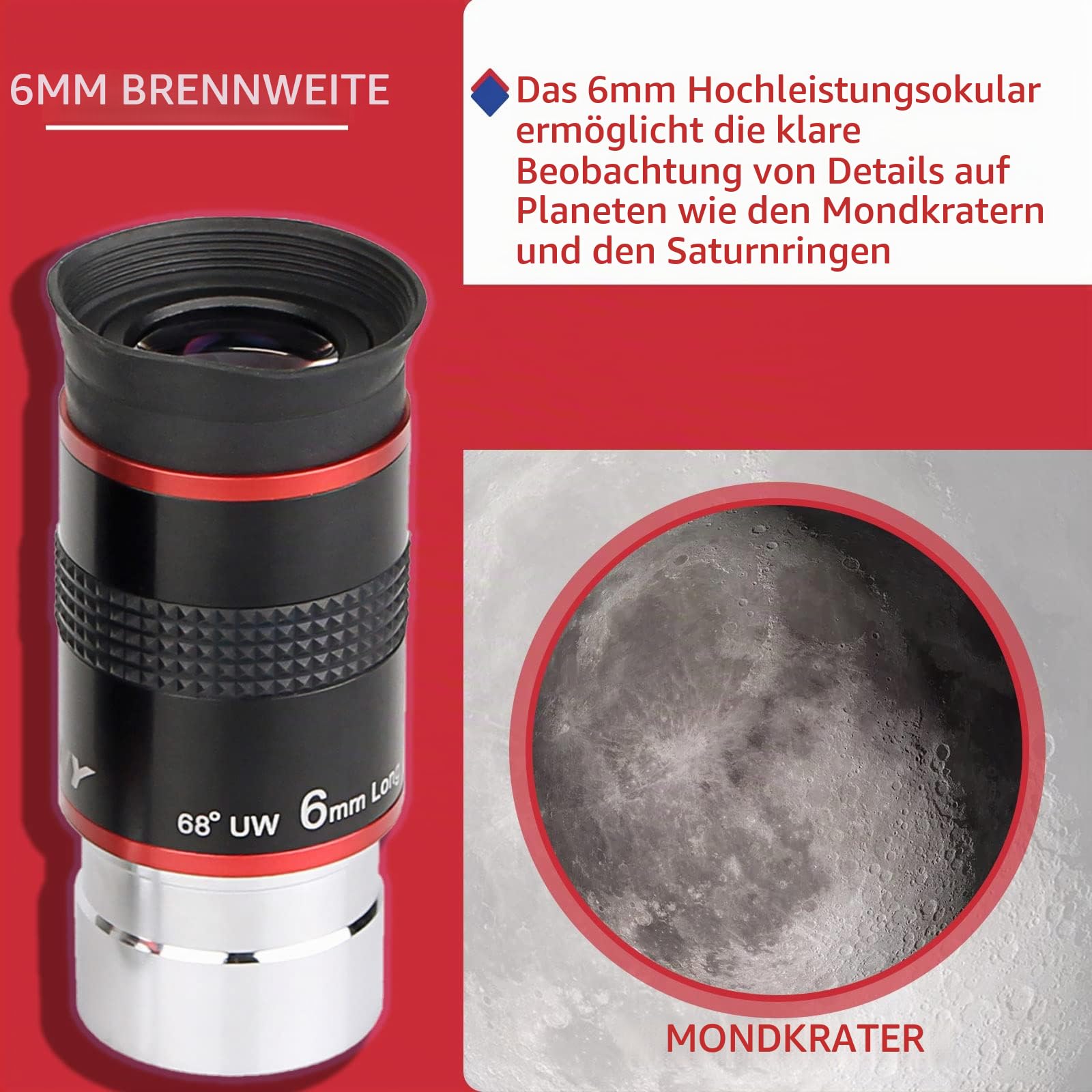 Svbony 6mm Okular 68° Weitwinkel 1,25 Zoll