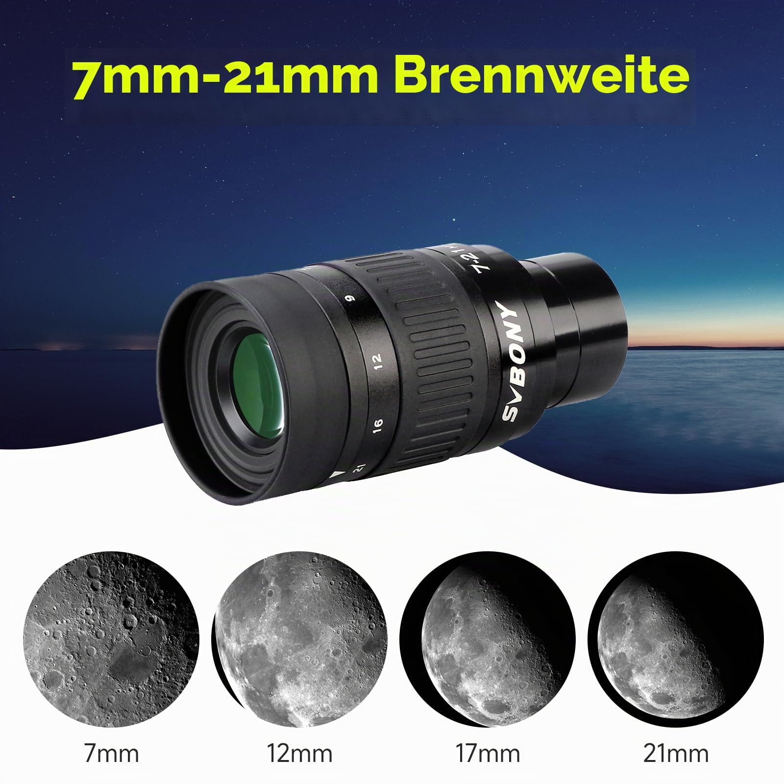 SVBONY SV135 Zoom-Okular 7-21mm 1,25 Zoll 57°-40° Weitwinkel