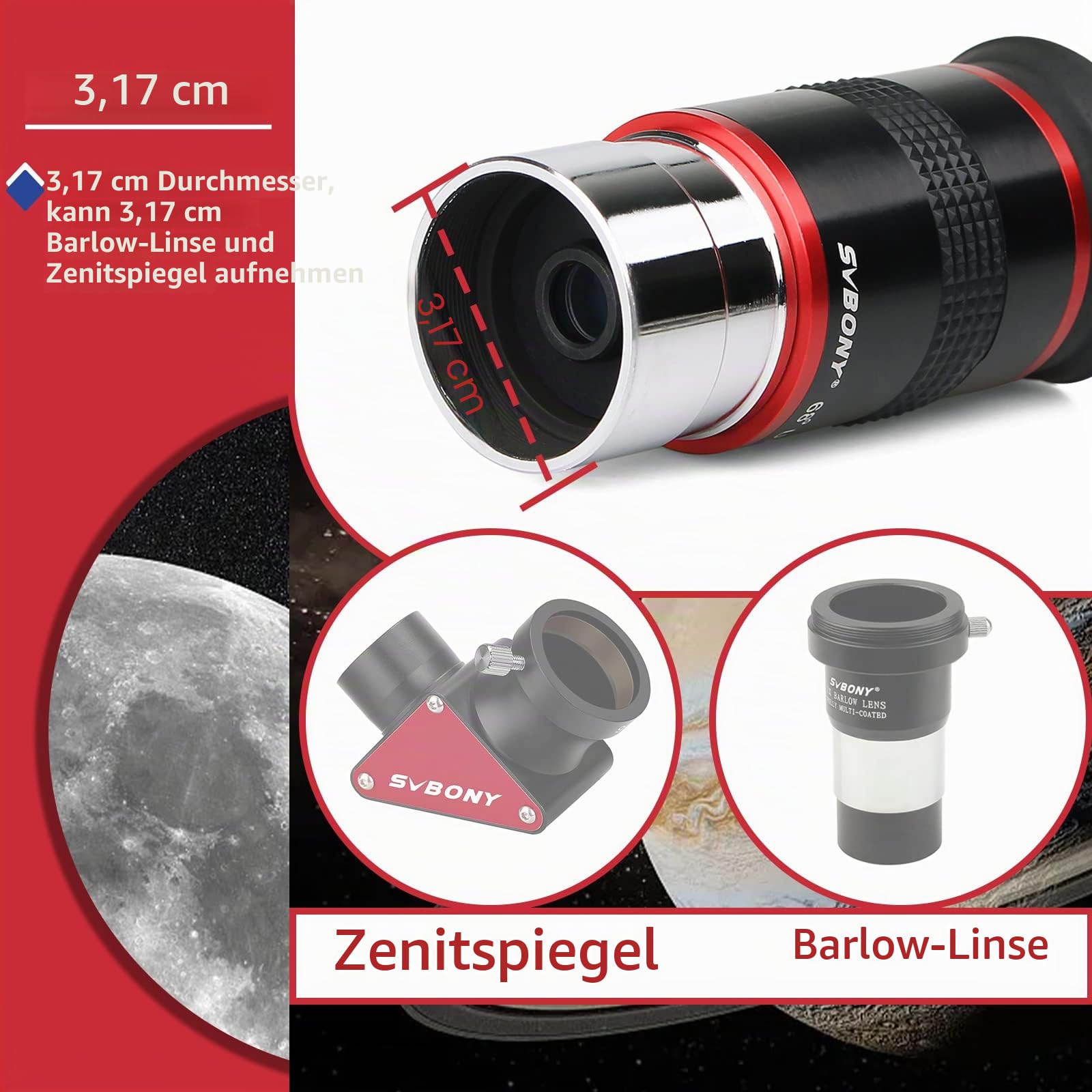 Svbony 6mm Okular 68° Weitwinkel 1,25 Zoll